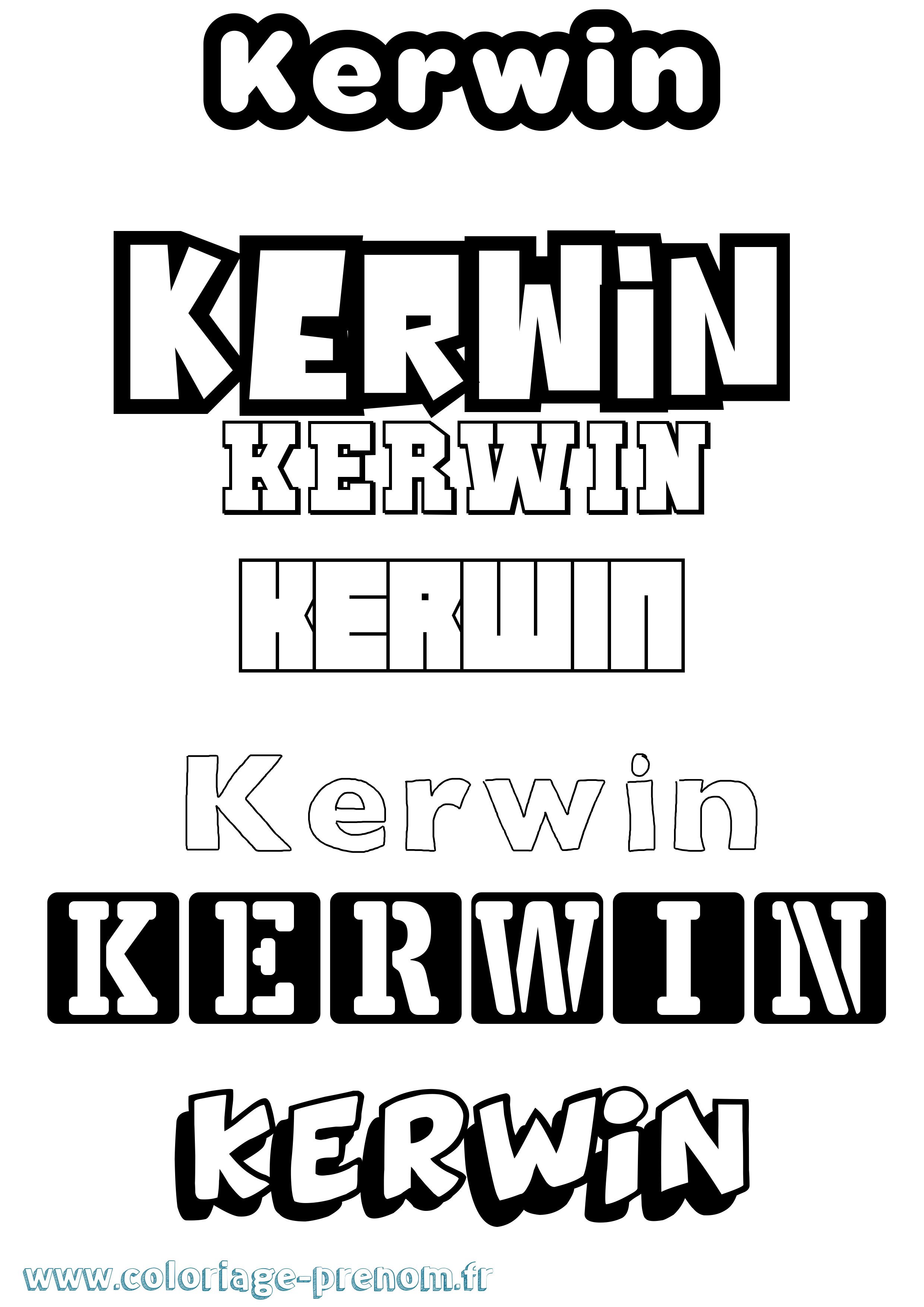 Coloriage prénom Kerwin Simple
