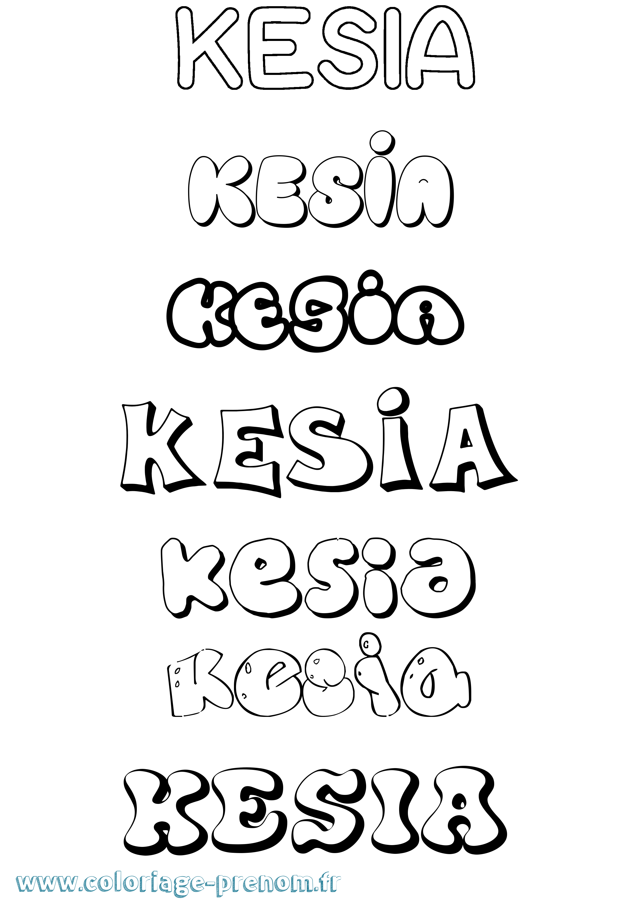 Coloriage prénom Kesia Bubble