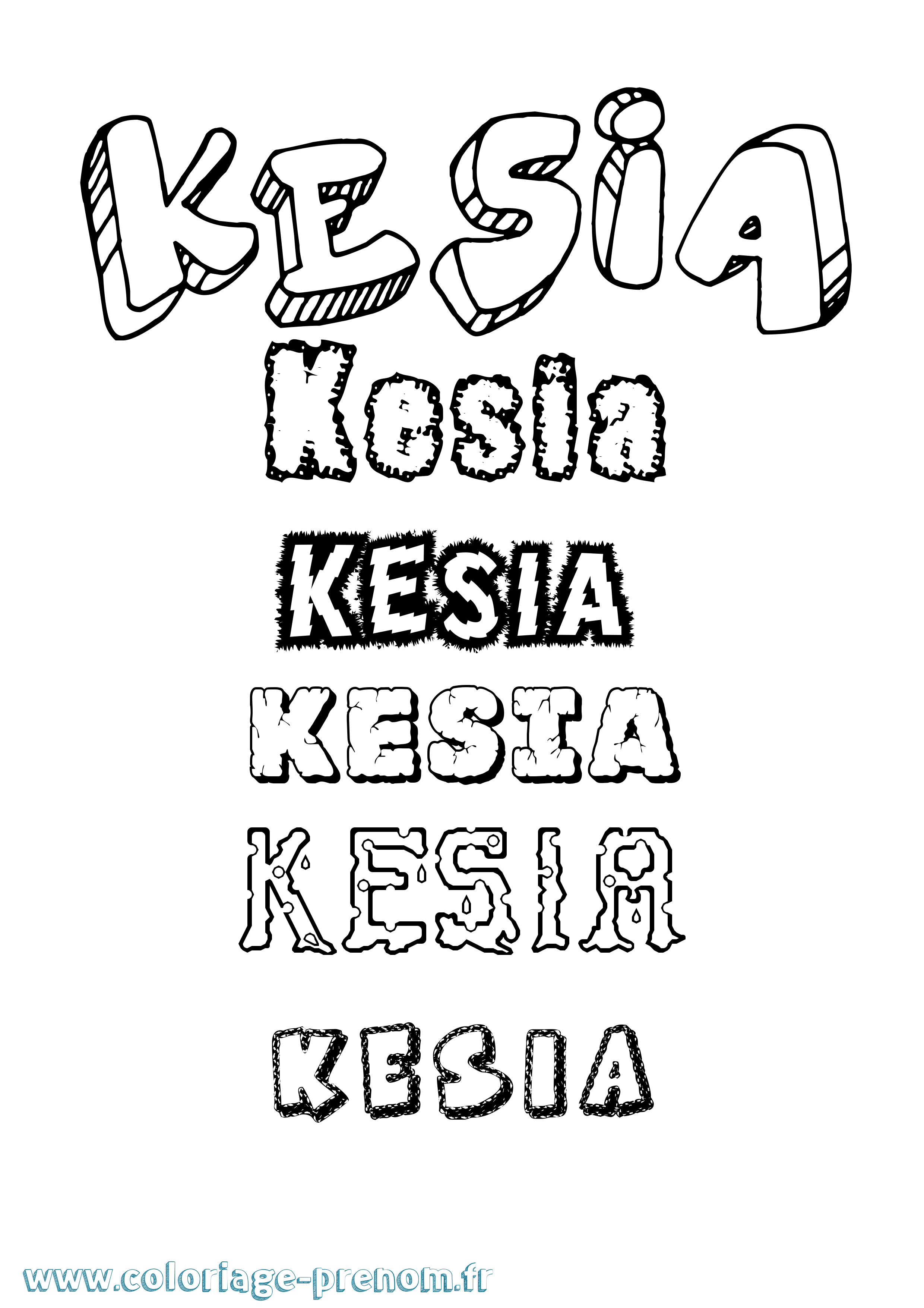Coloriage prénom Kesia Destructuré
