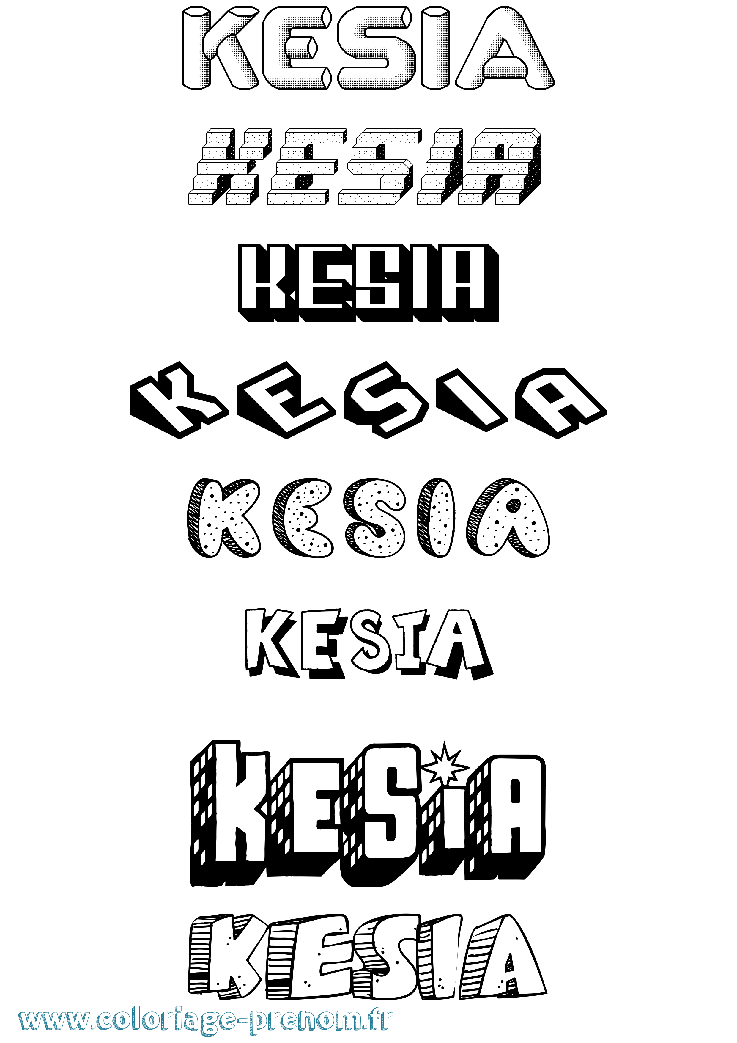 Coloriage prénom Kesia Effet 3D