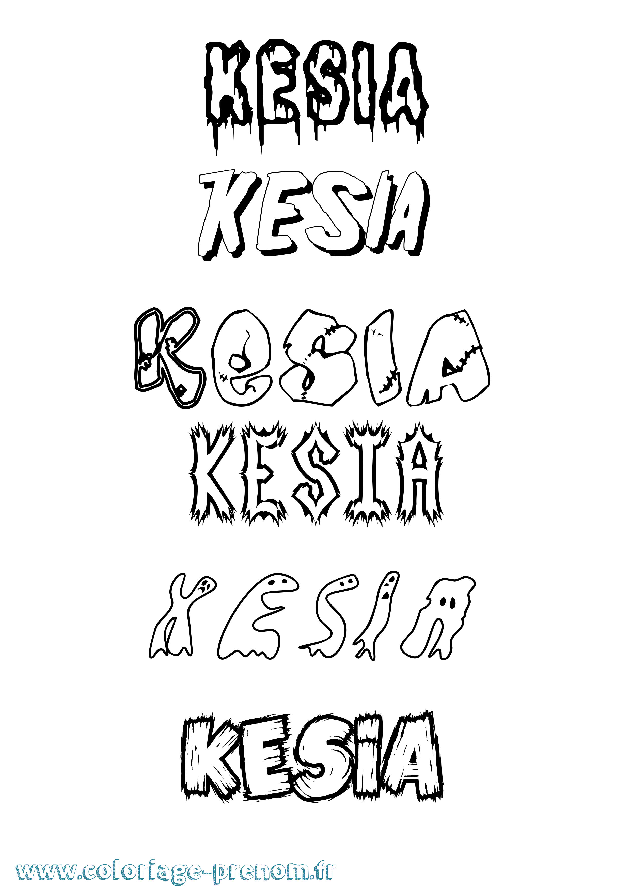 Coloriage prénom Kesia Frisson