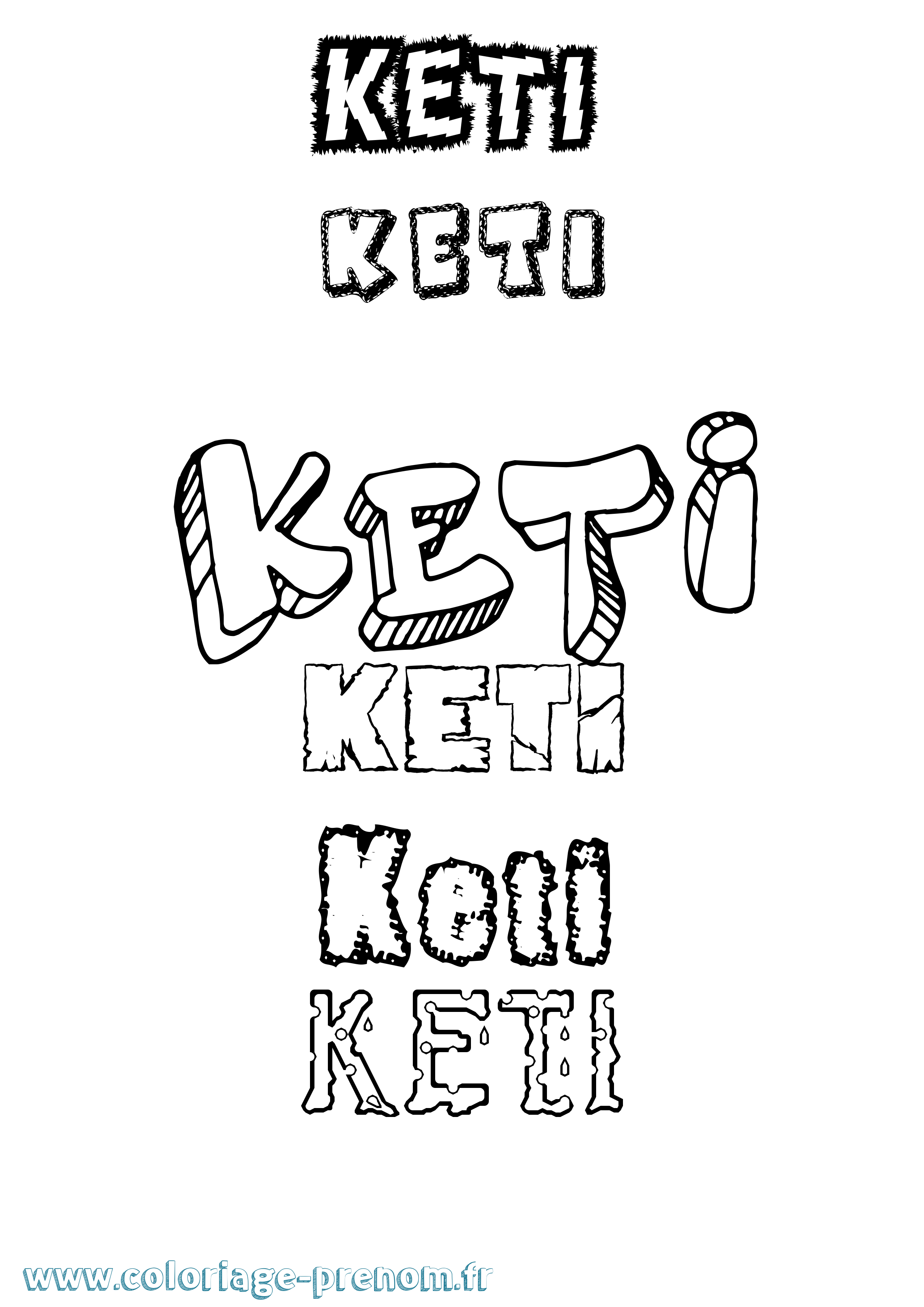 Coloriage prénom Keti Destructuré