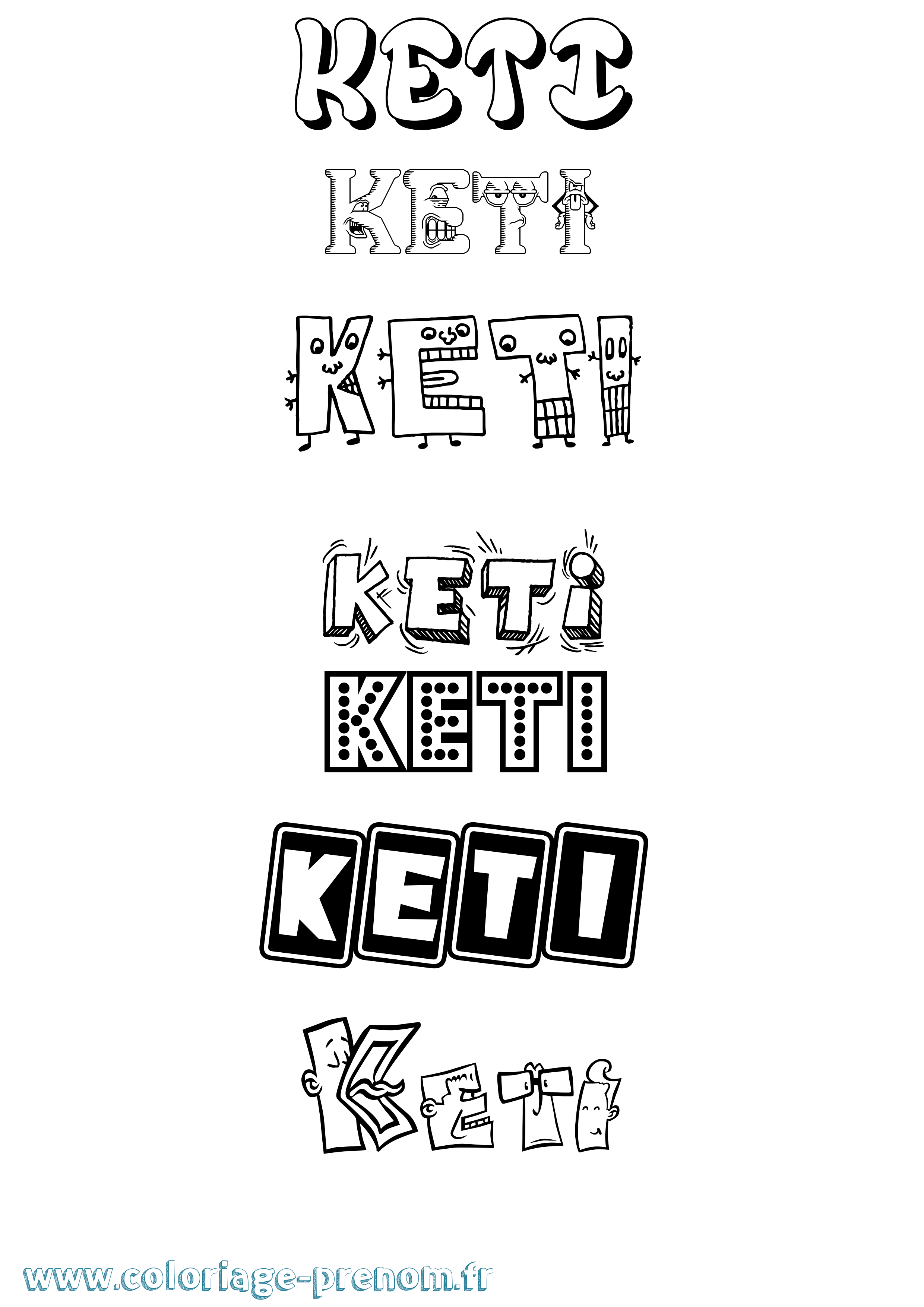 Coloriage prénom Keti Fun