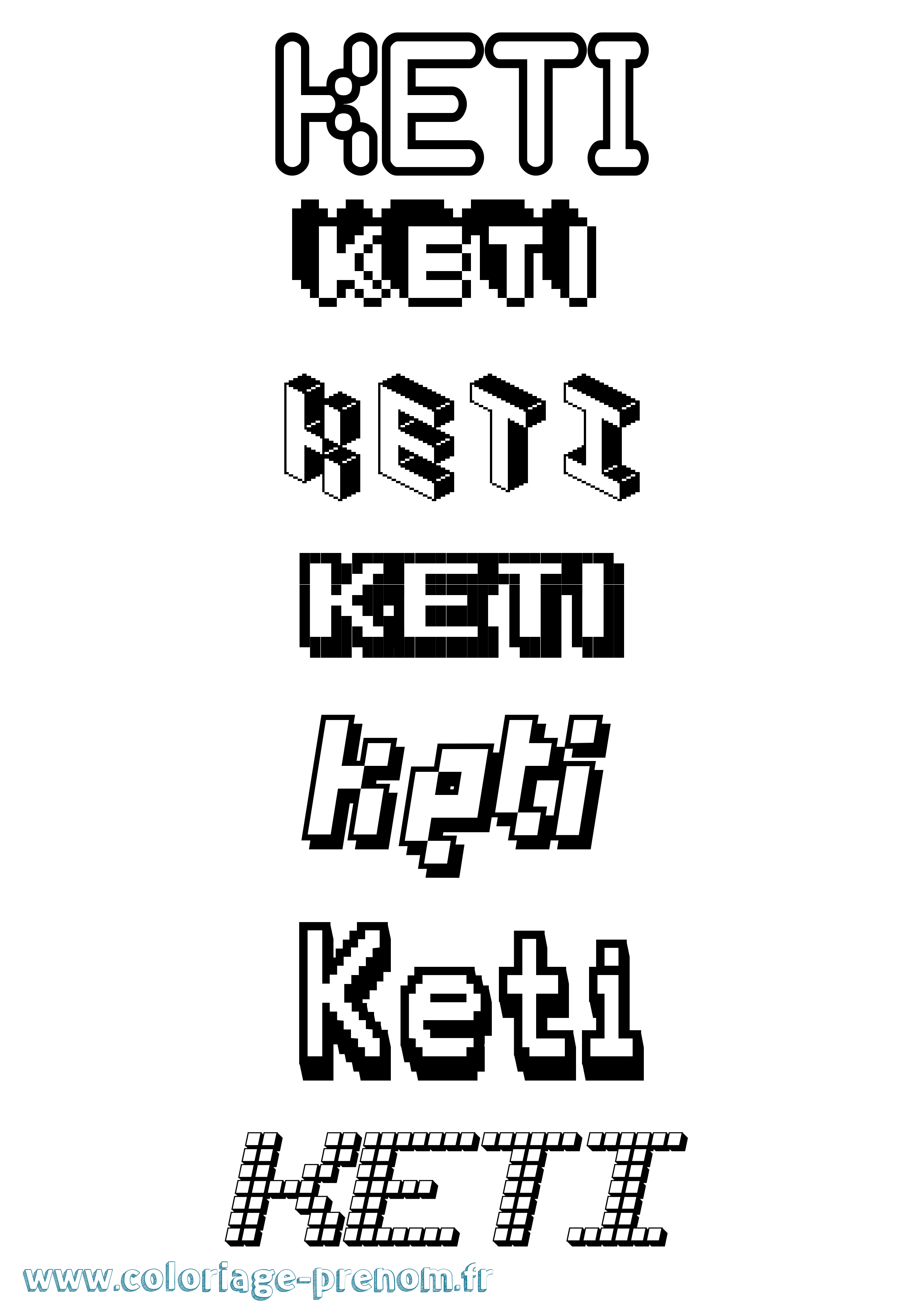 Coloriage prénom Keti Pixel