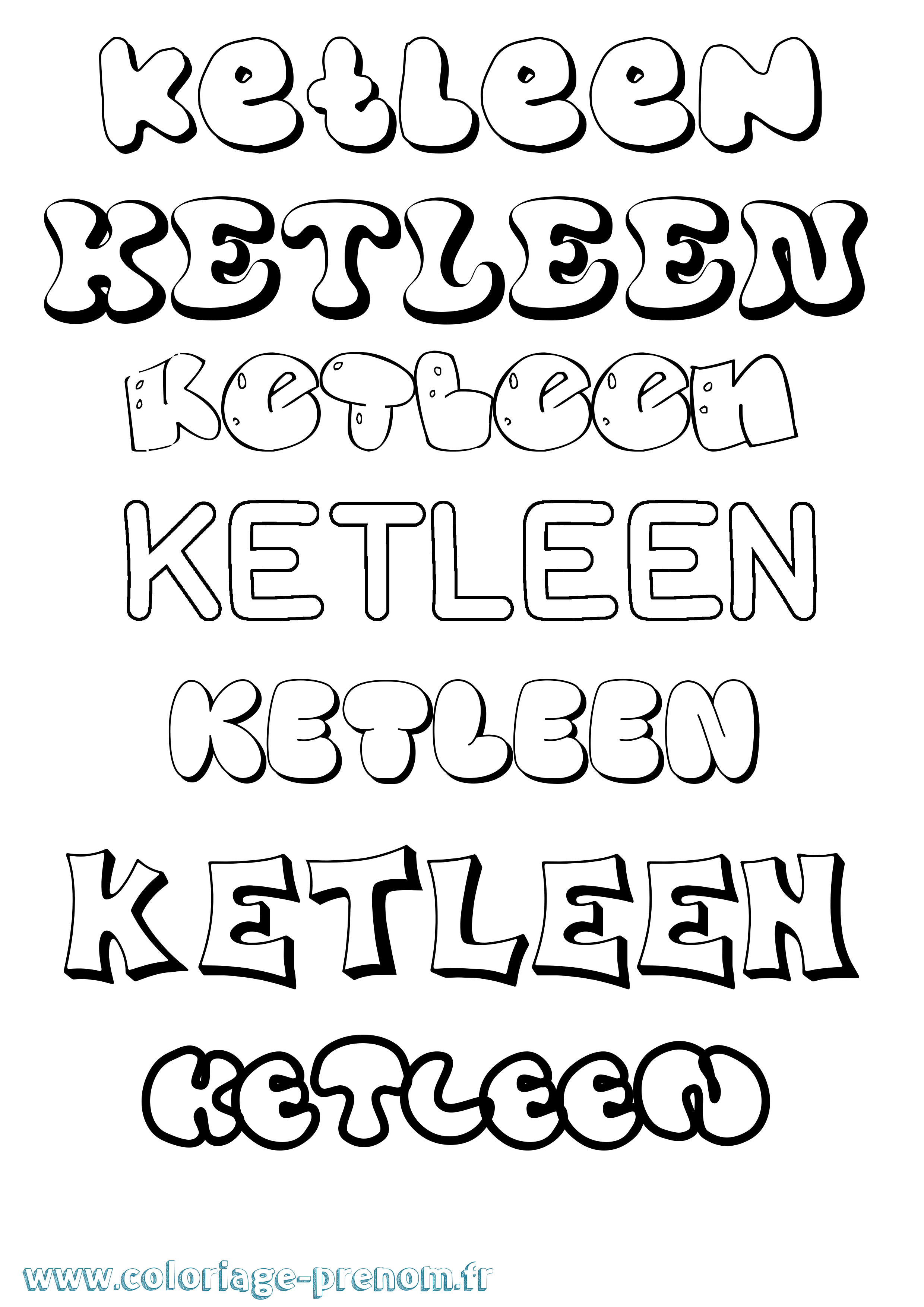 Coloriage prénom Ketleen Bubble