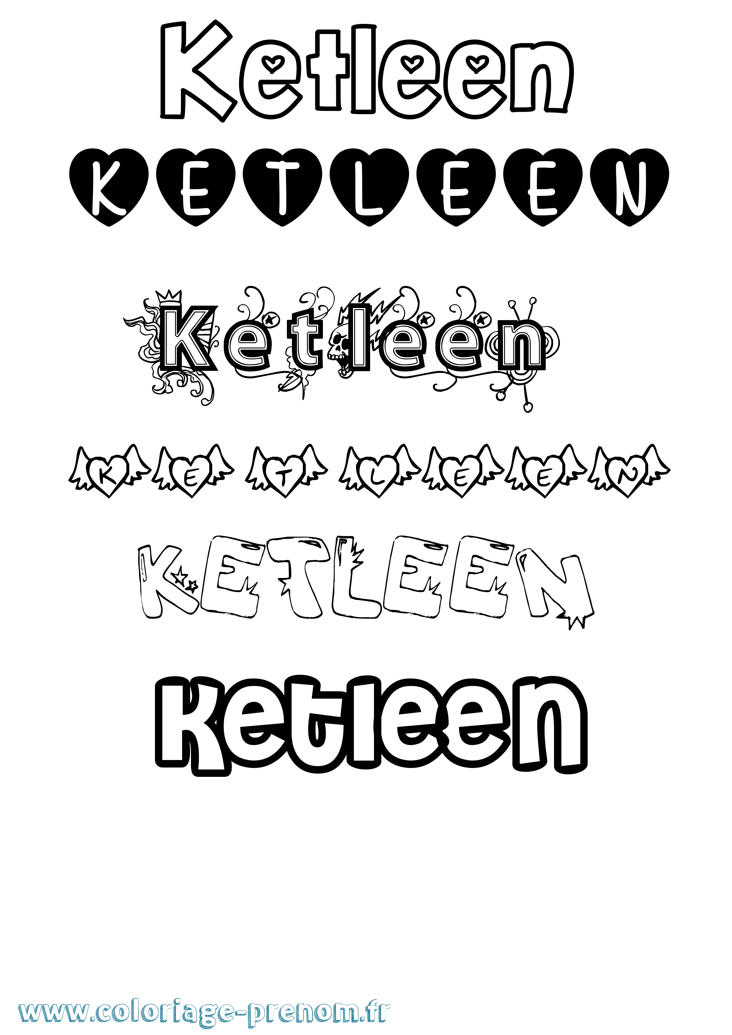 Coloriage prénom Ketleen Girly