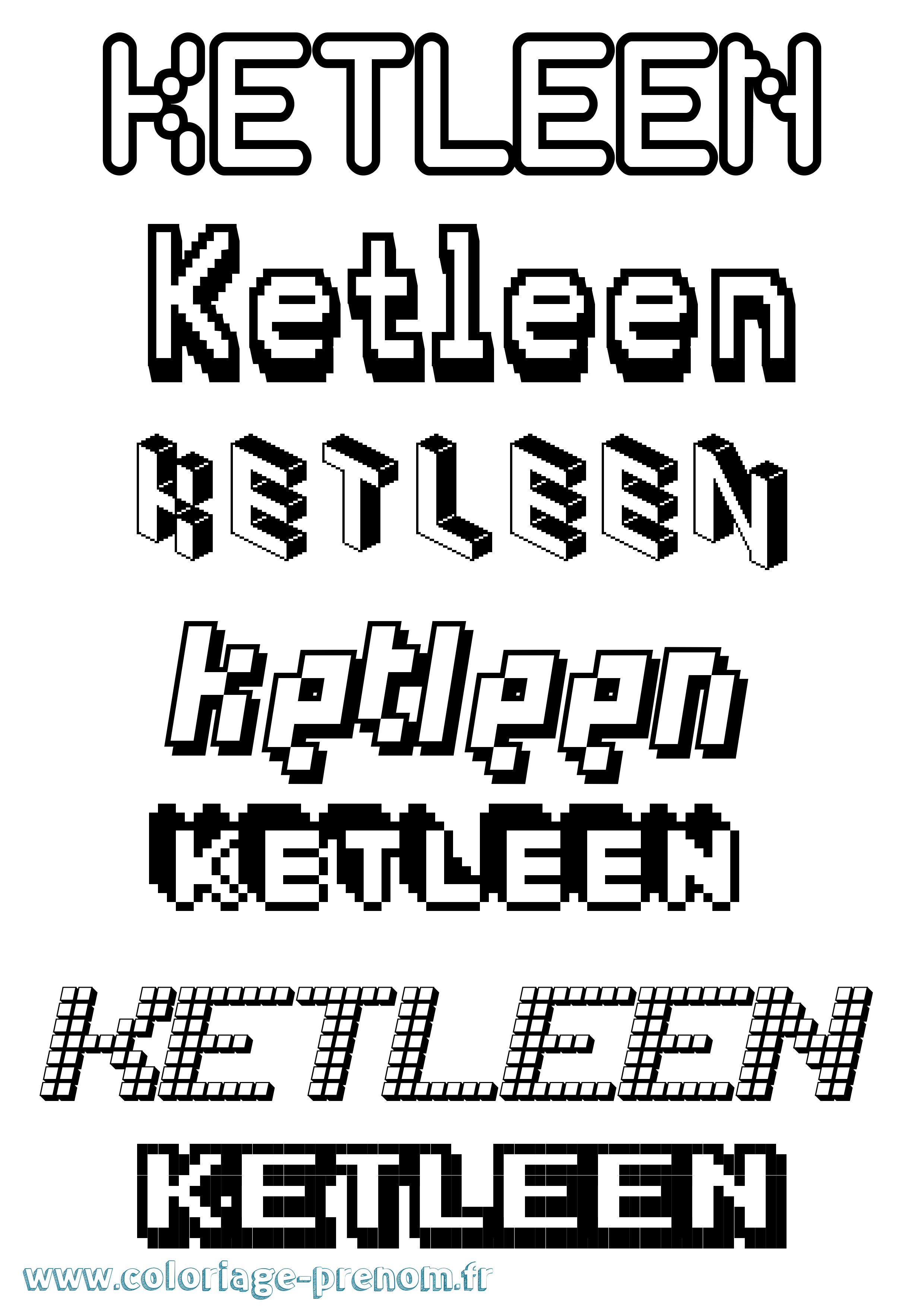 Coloriage prénom Ketleen Pixel