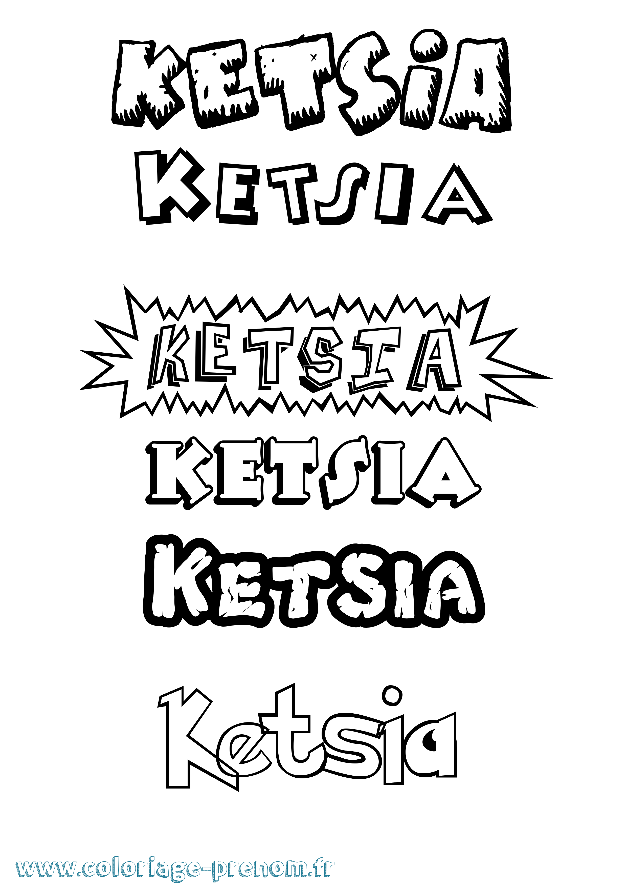 Coloriage prénom Ketsia Dessin Animé