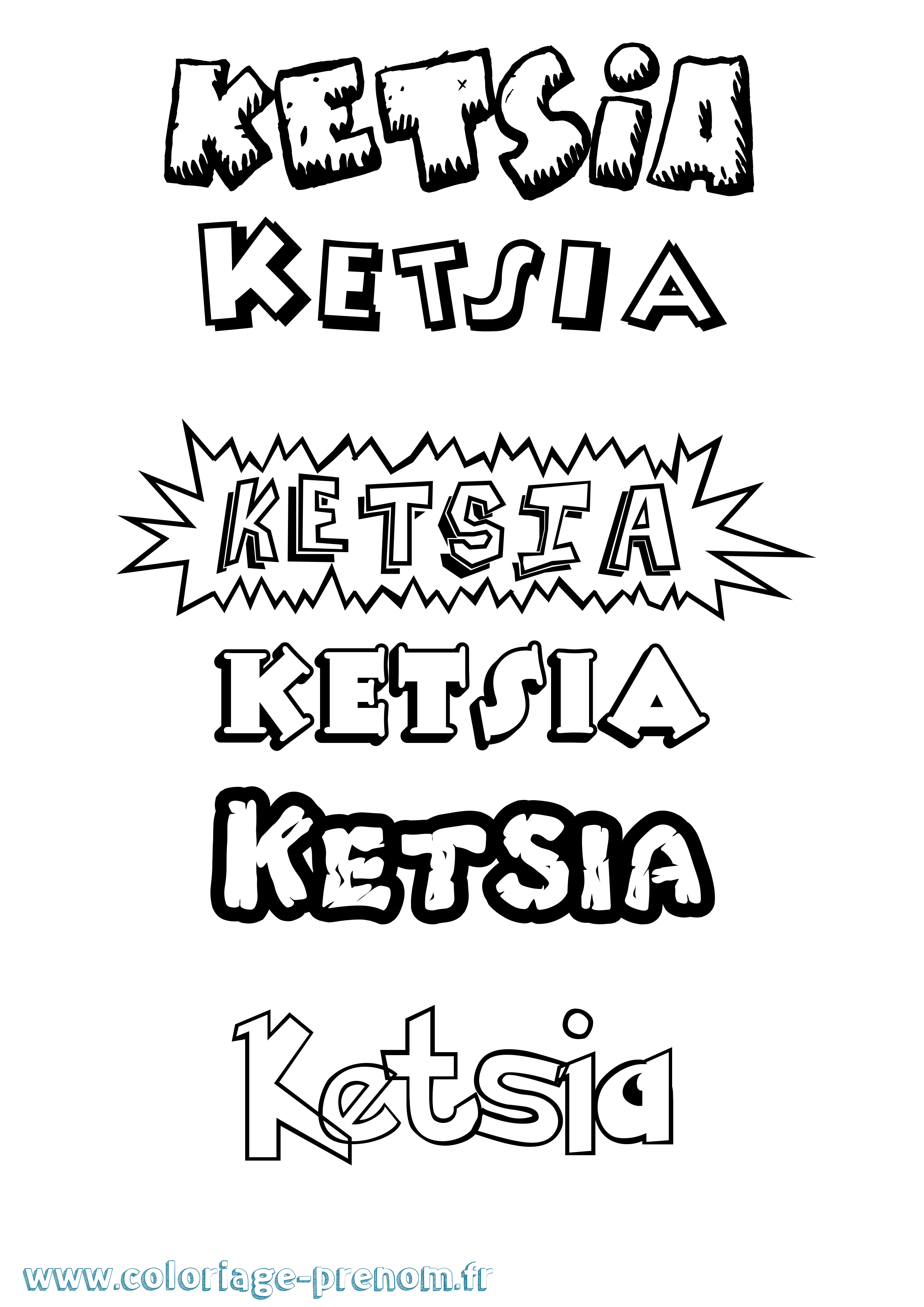 Coloriage Ketsia Dessin Animé Coloriage prénom Ketsia Dessin Animé