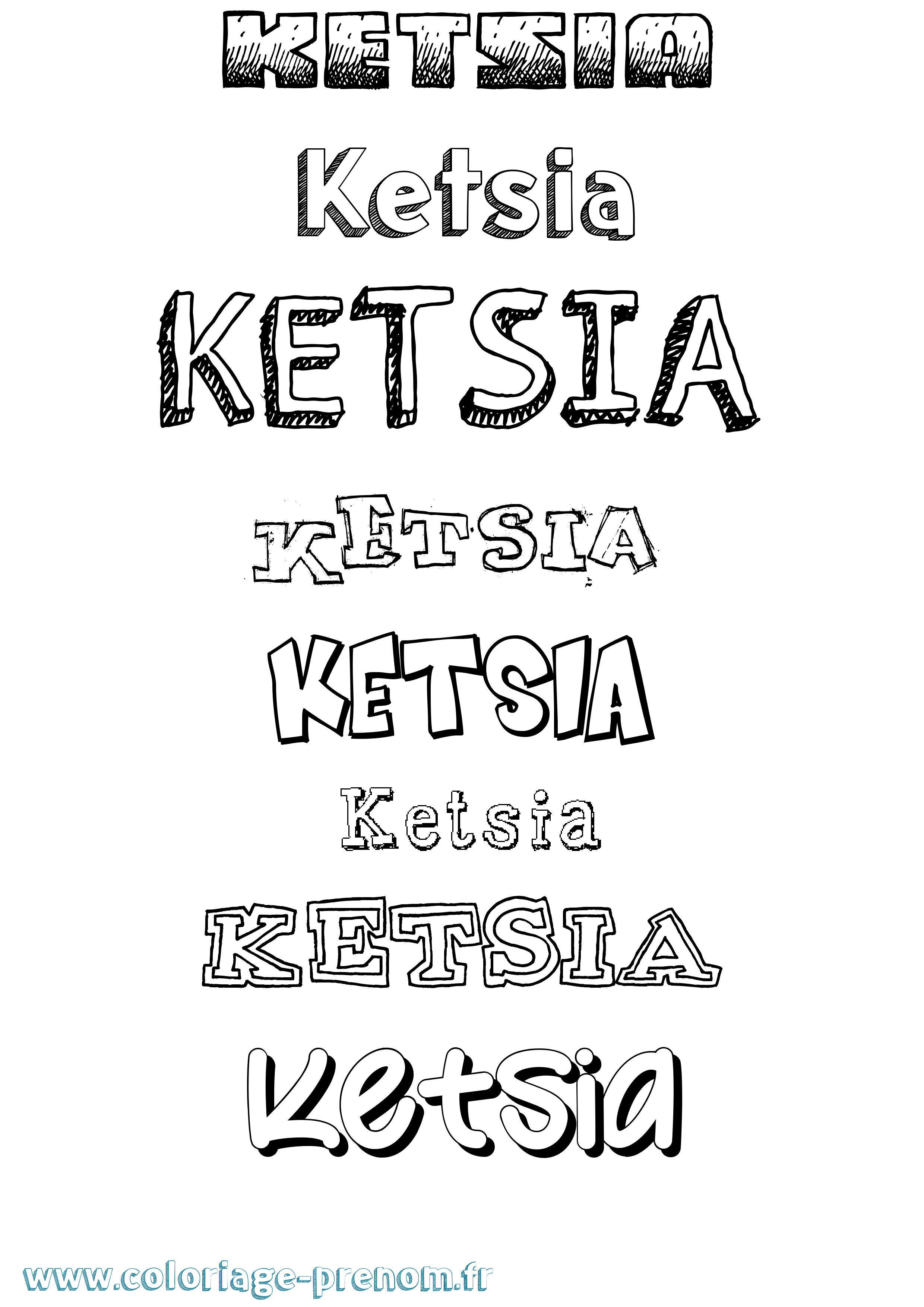Coloriage prénom Ketsia Dessiné