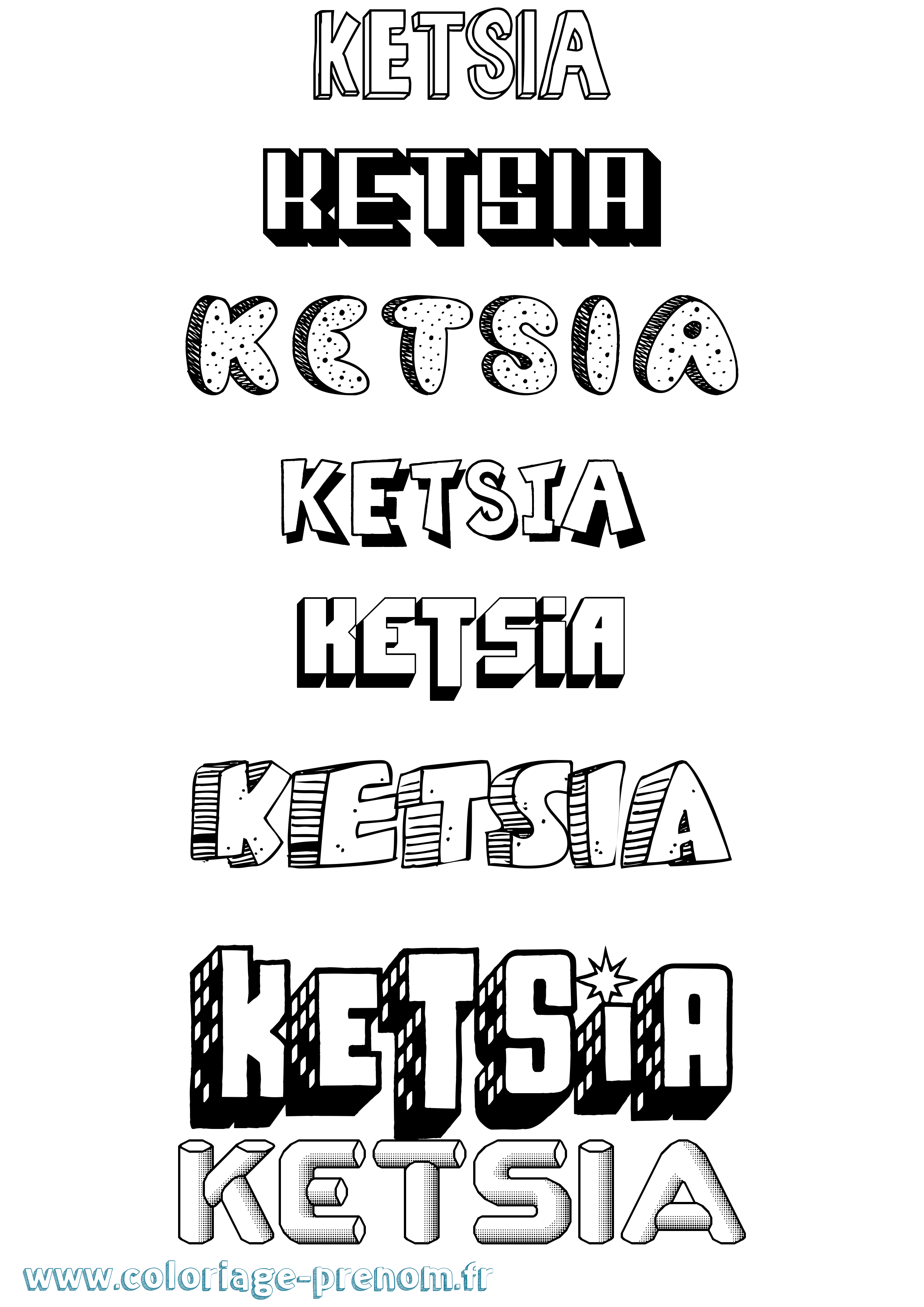Coloriage prénom Ketsia Effet 3D