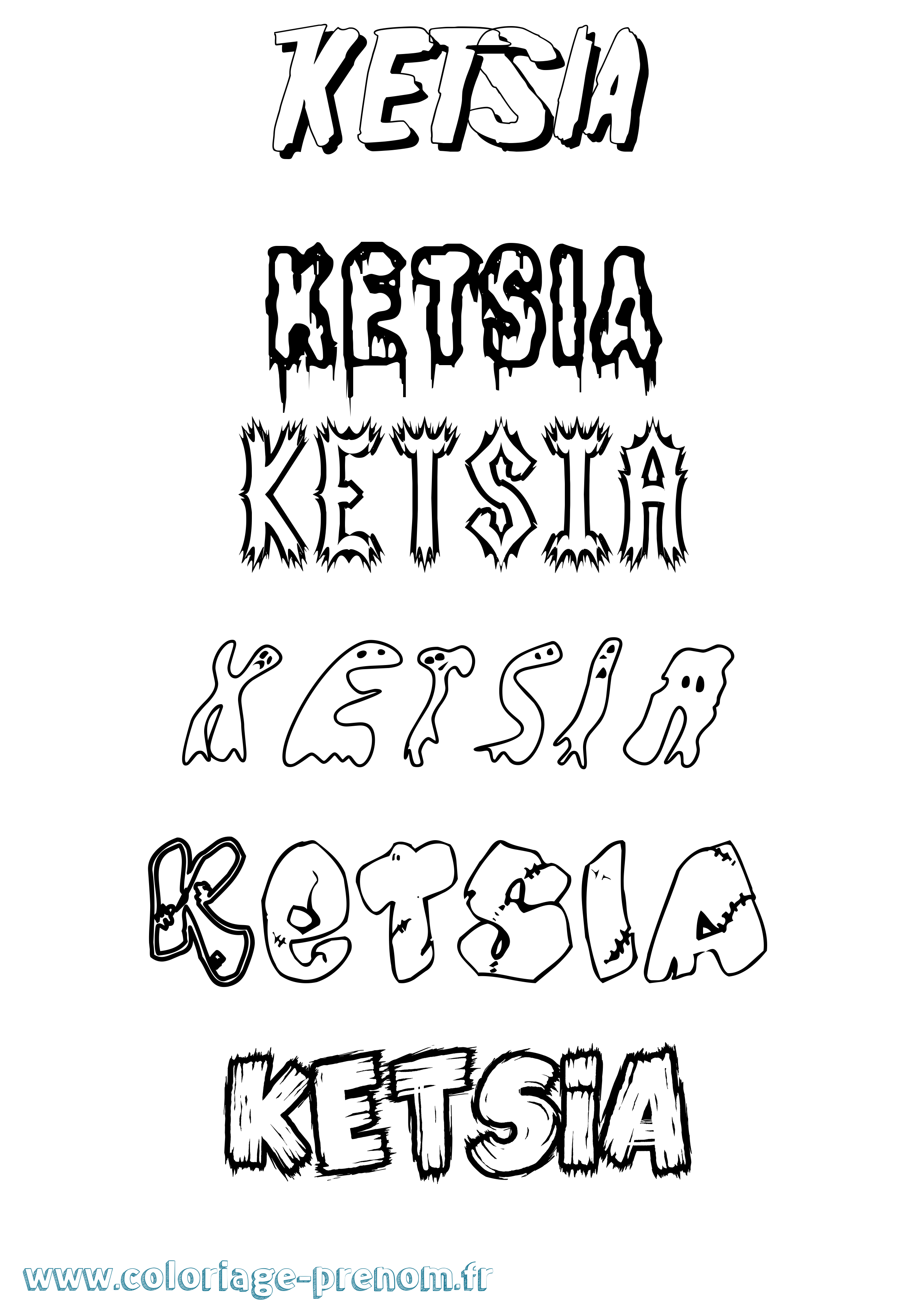Coloriage Ketsia Frisson Coloriage prénom Ketsia Frisson