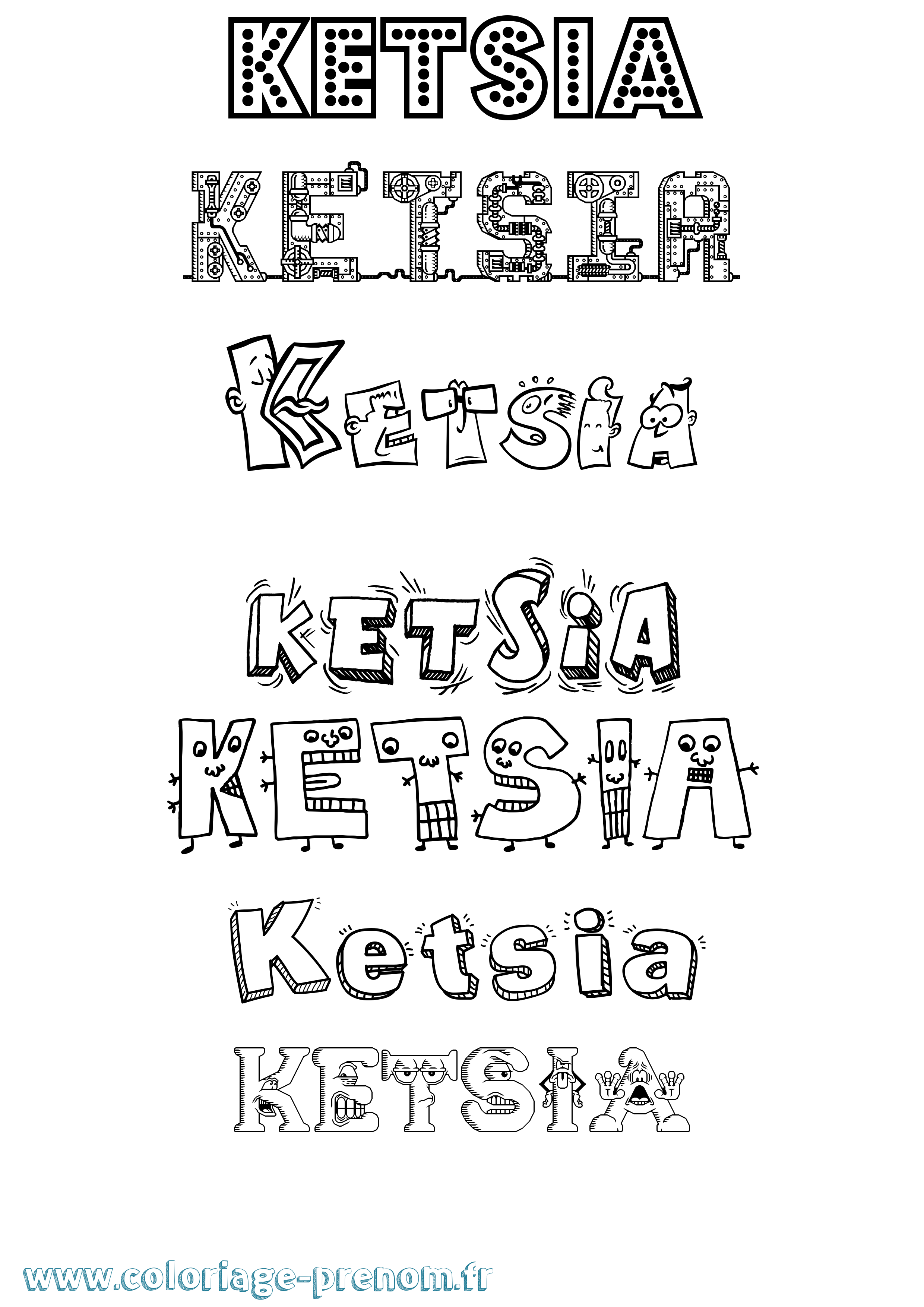 Coloriage Ketsia Fun Coloriage prénom Ketsia Fun