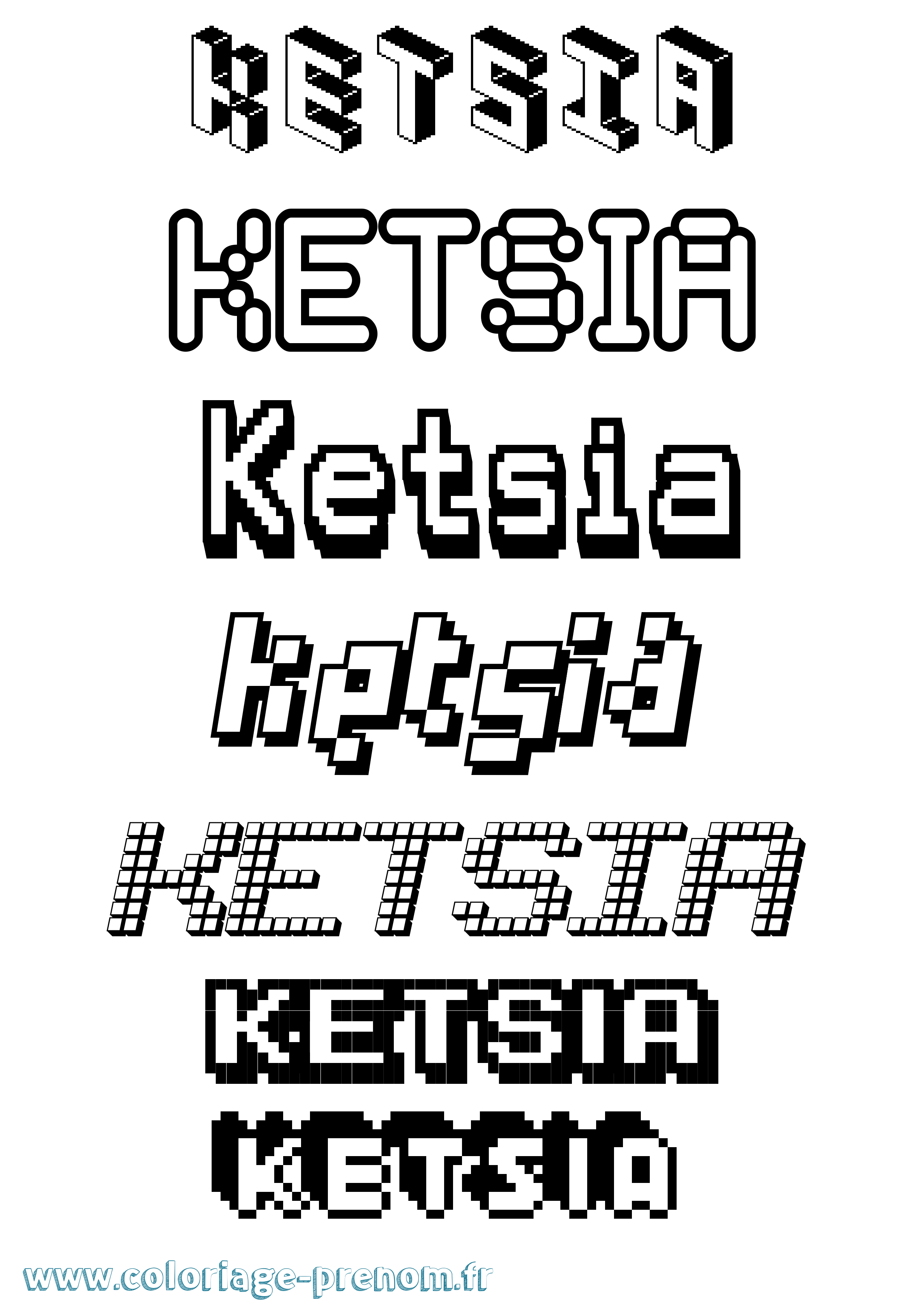 Coloriage prénom Ketsia Pixel