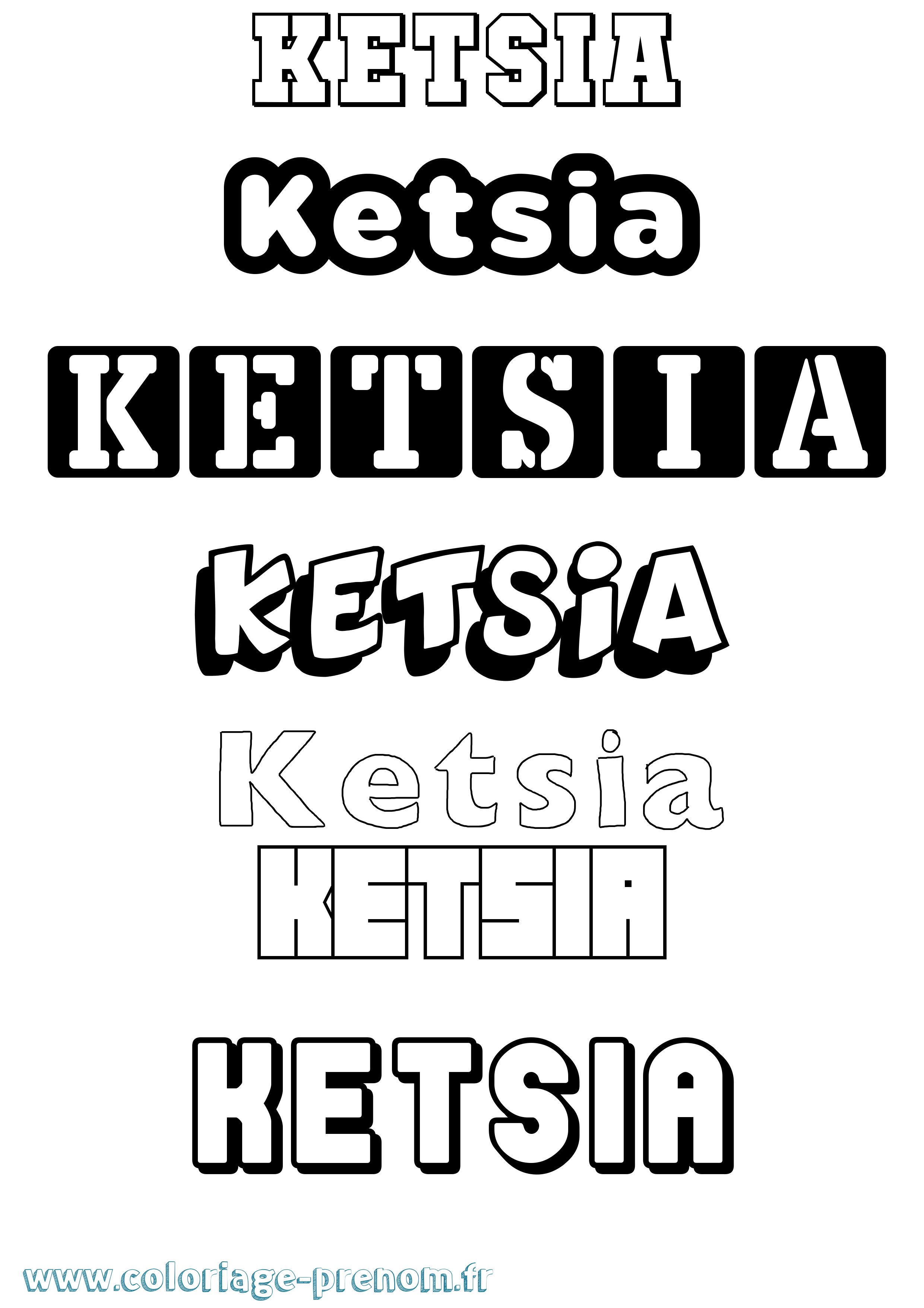 Coloriage prénom Ketsia Simple