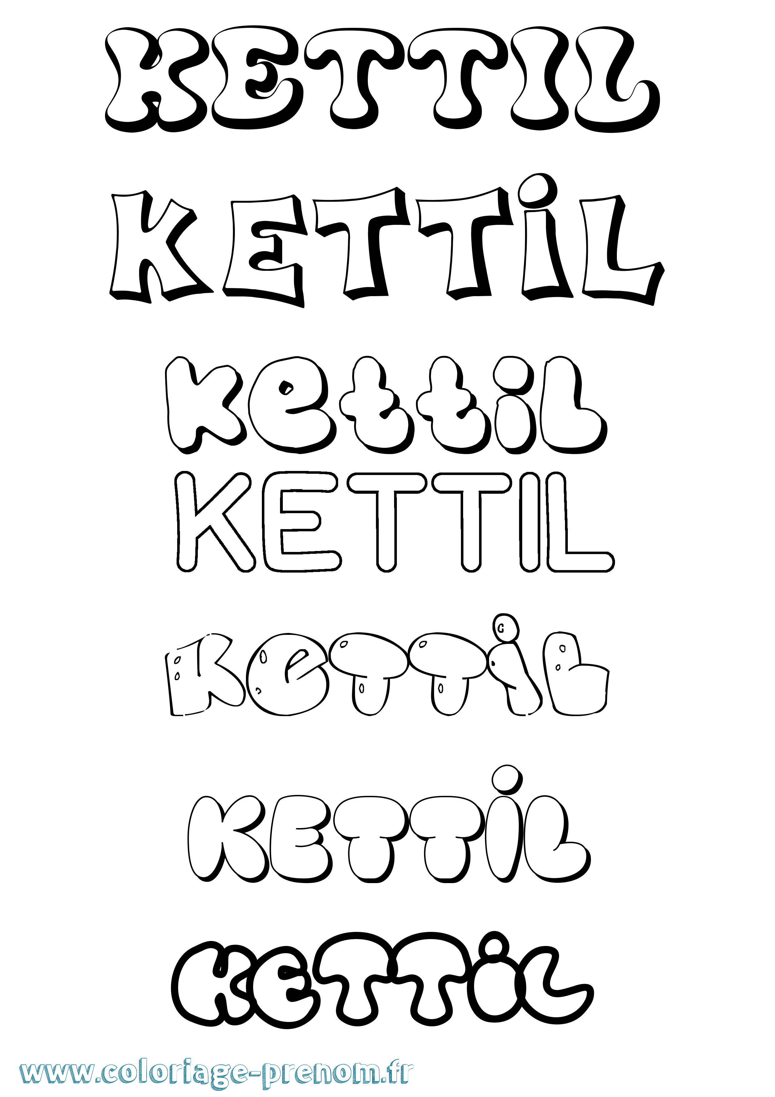 Coloriage prénom Kettil Bubble