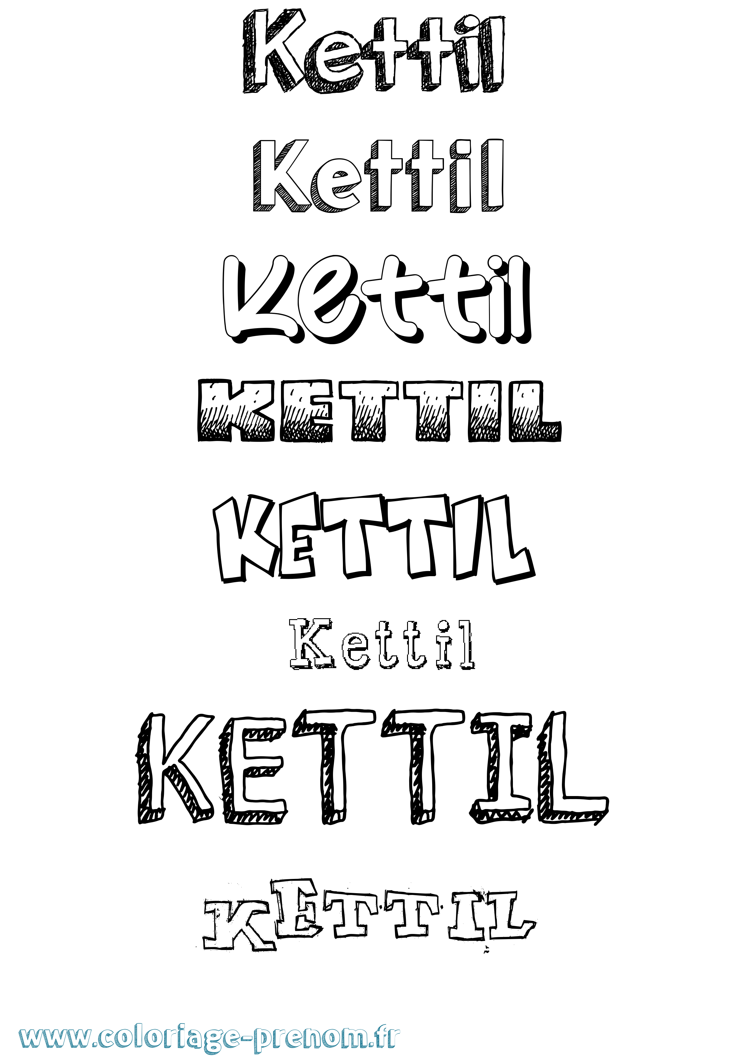 Coloriage prénom Kettil Dessiné