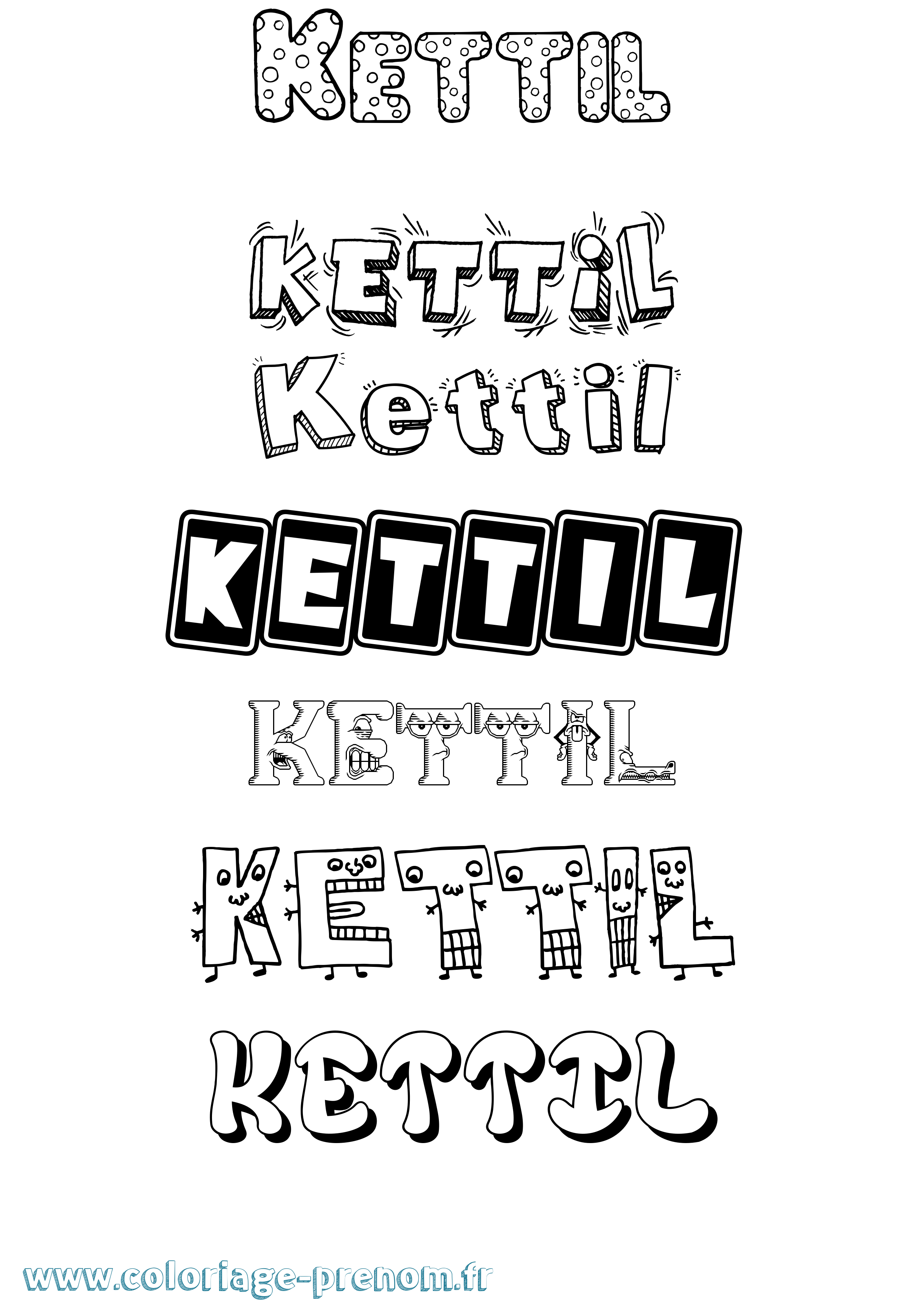 Coloriage prénom Kettil Fun