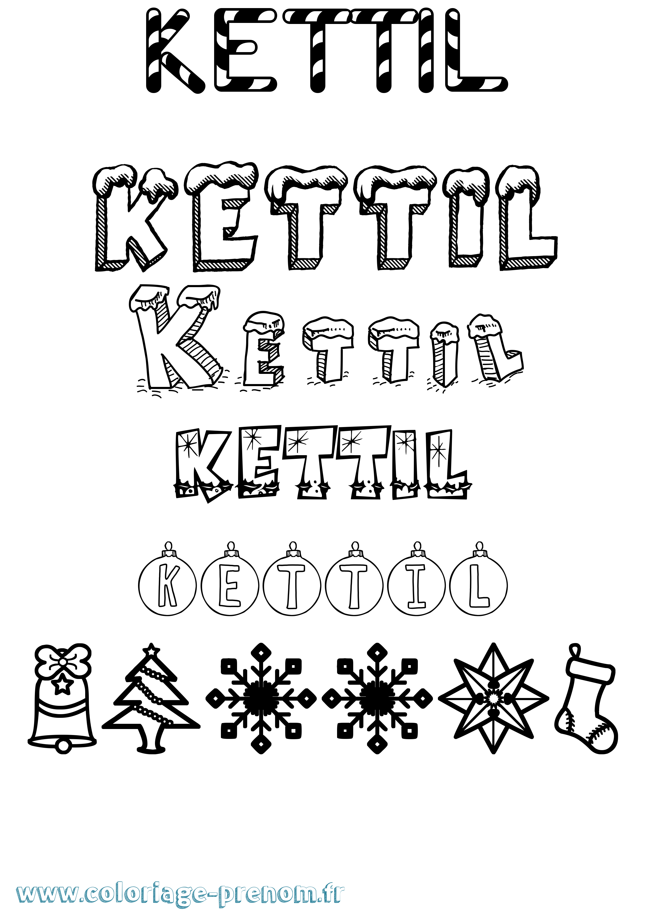 Coloriage prénom Kettil Noël