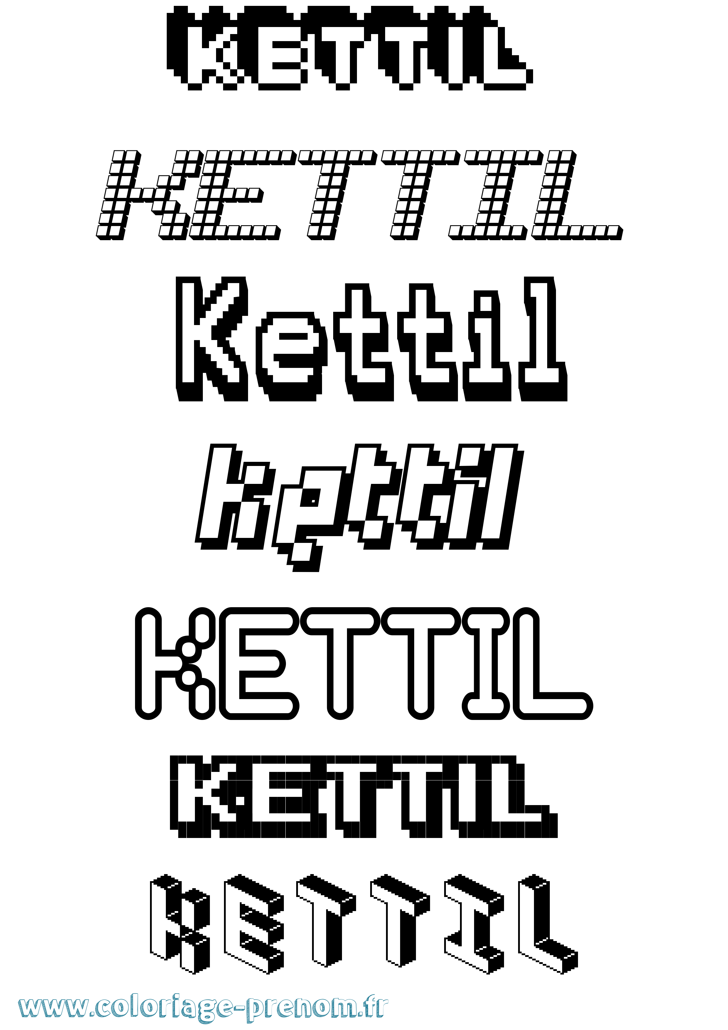 Coloriage prénom Kettil Pixel