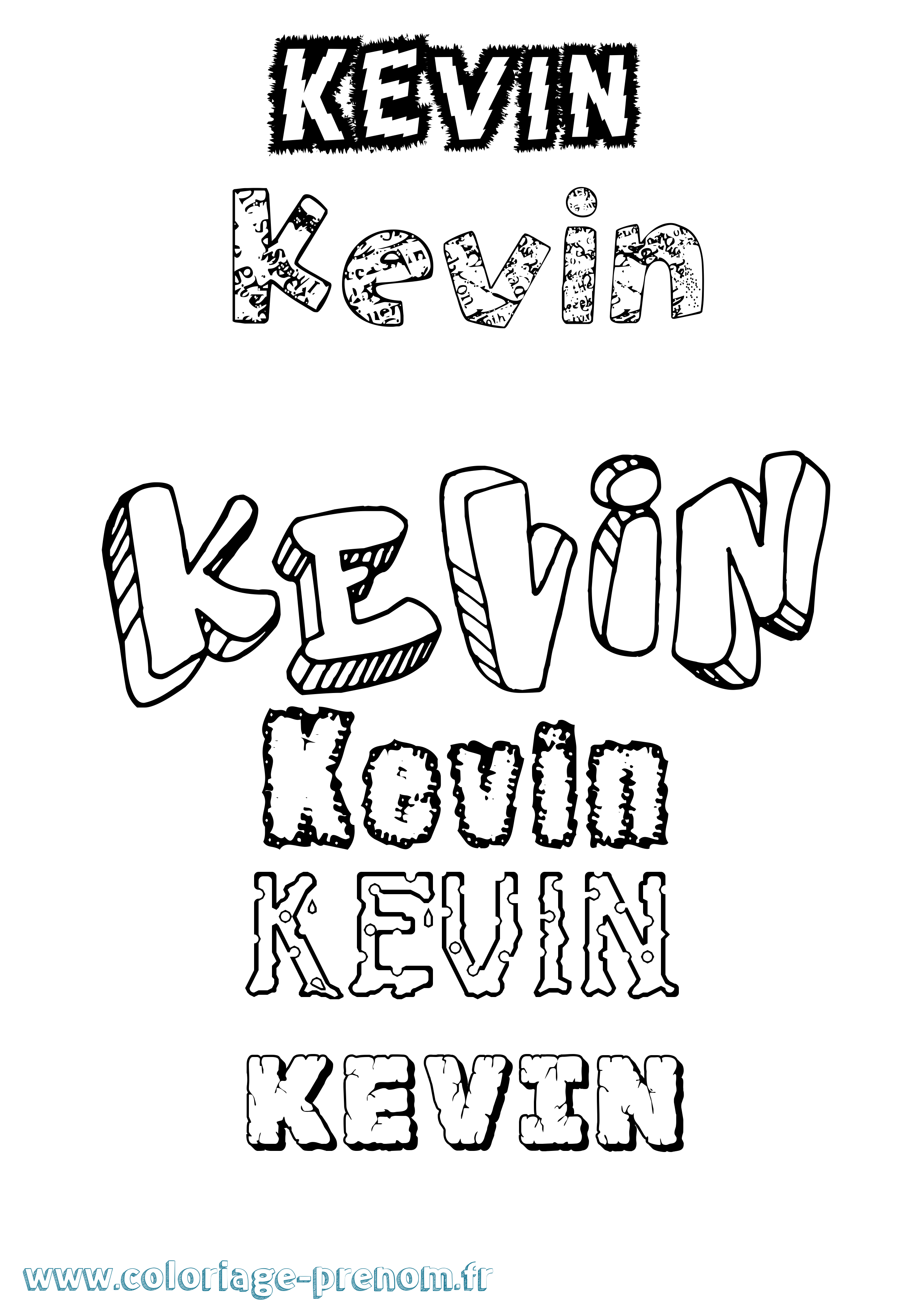 Coloriage prénom Kevin Destructuré