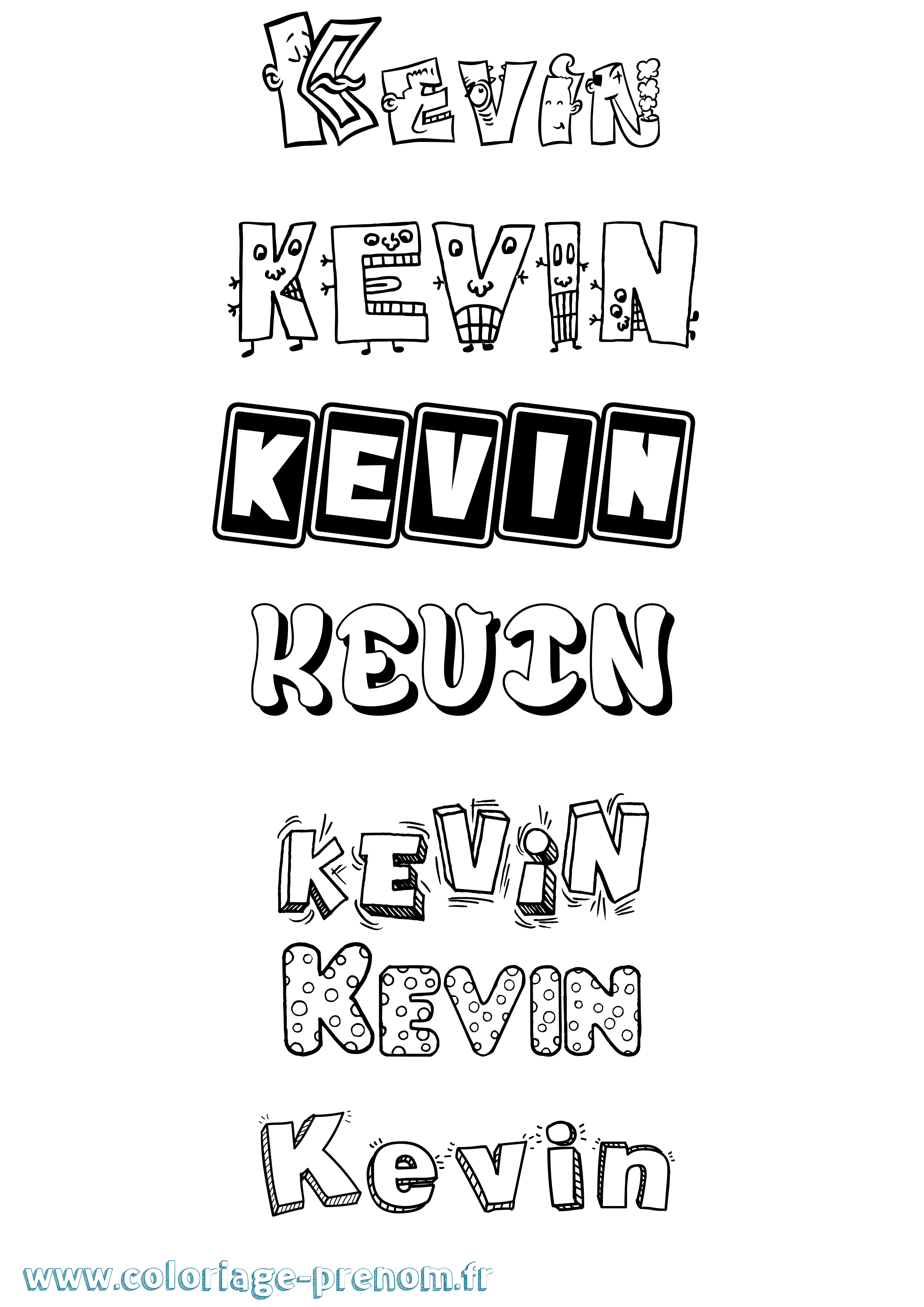 Coloriage prénom Kevin Fun