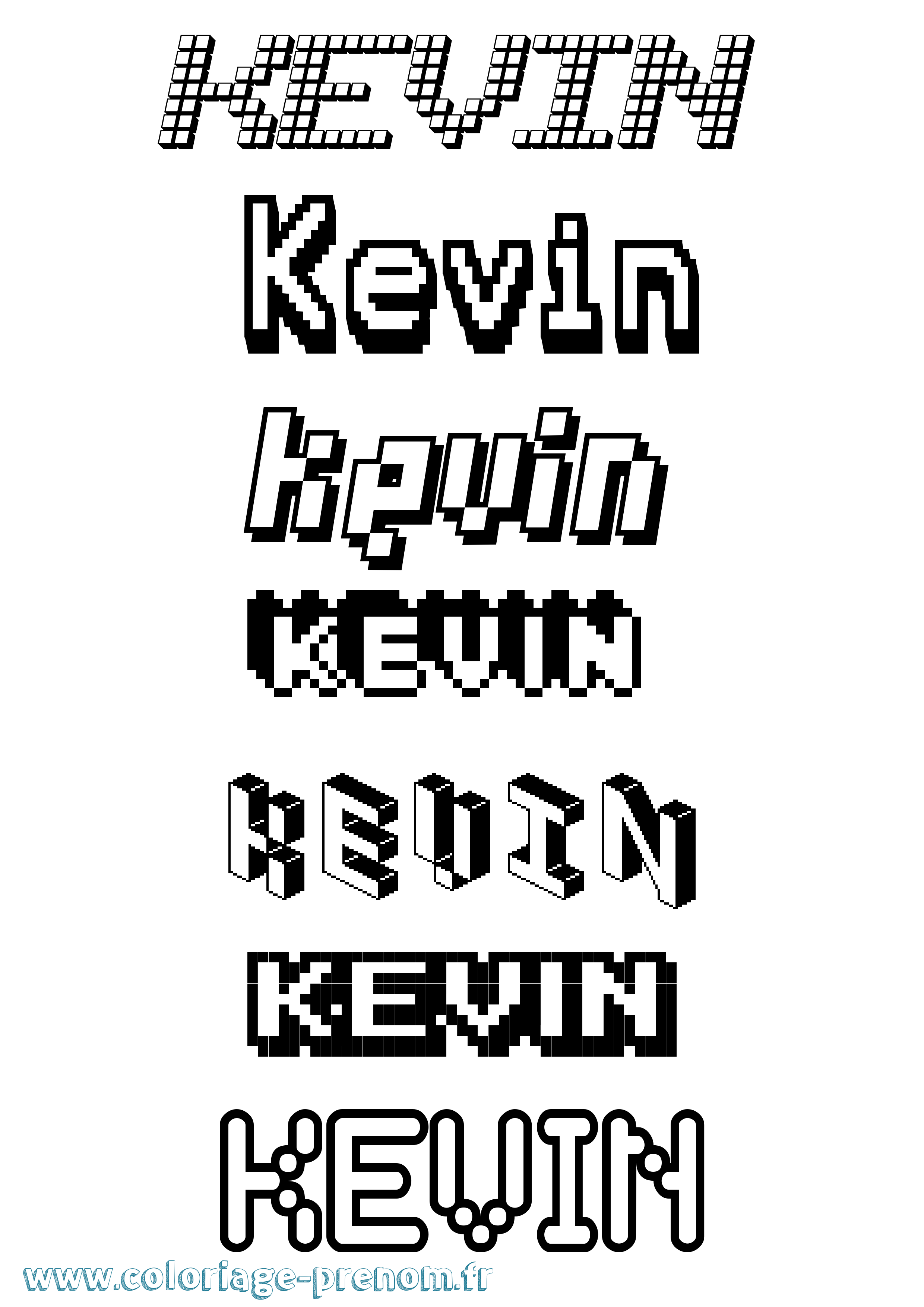 Coloriage prénom Kevin Pixel