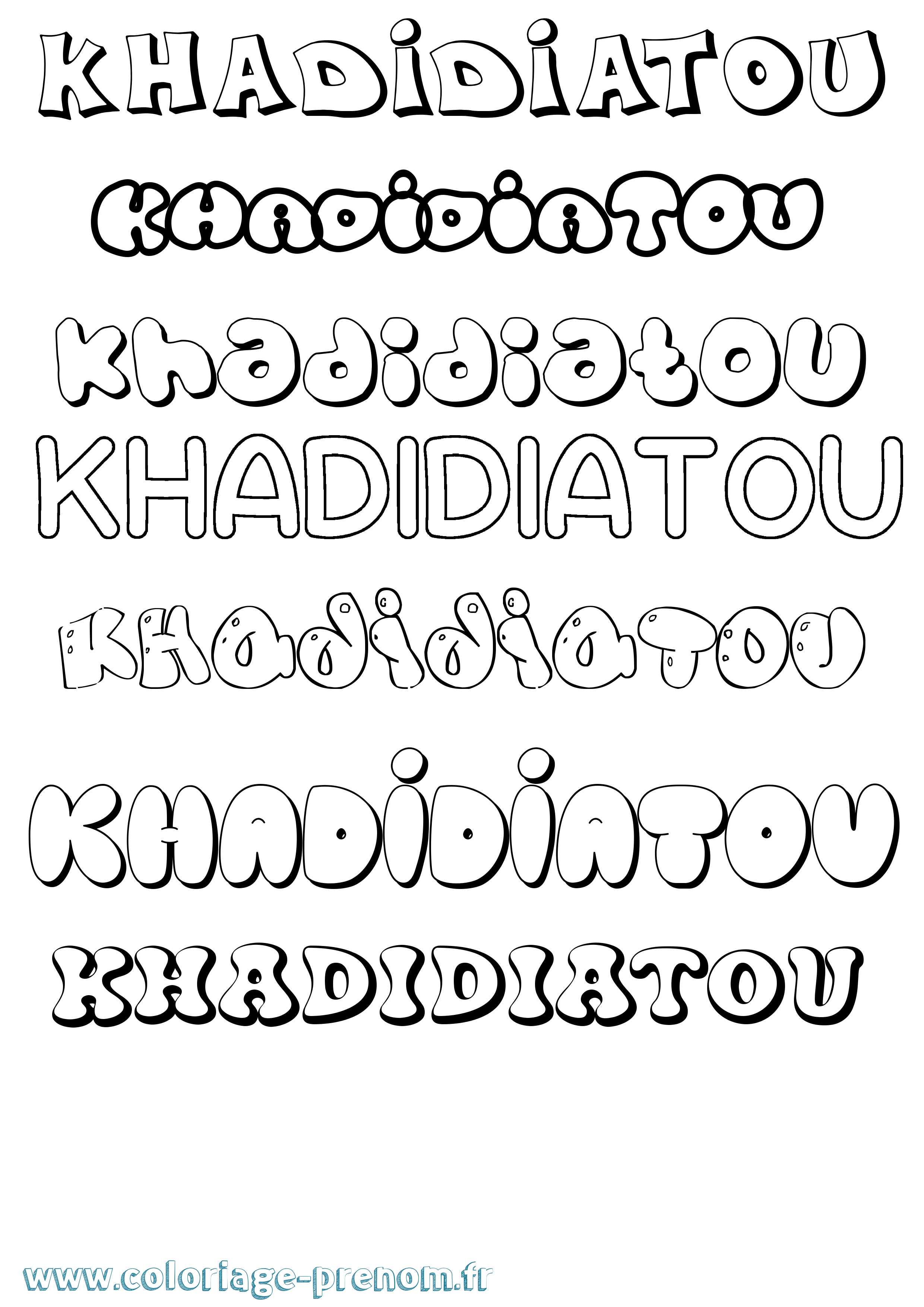 Coloriage Khadidiatou Bubble Coloriage prénom Khadidiatou Bubble