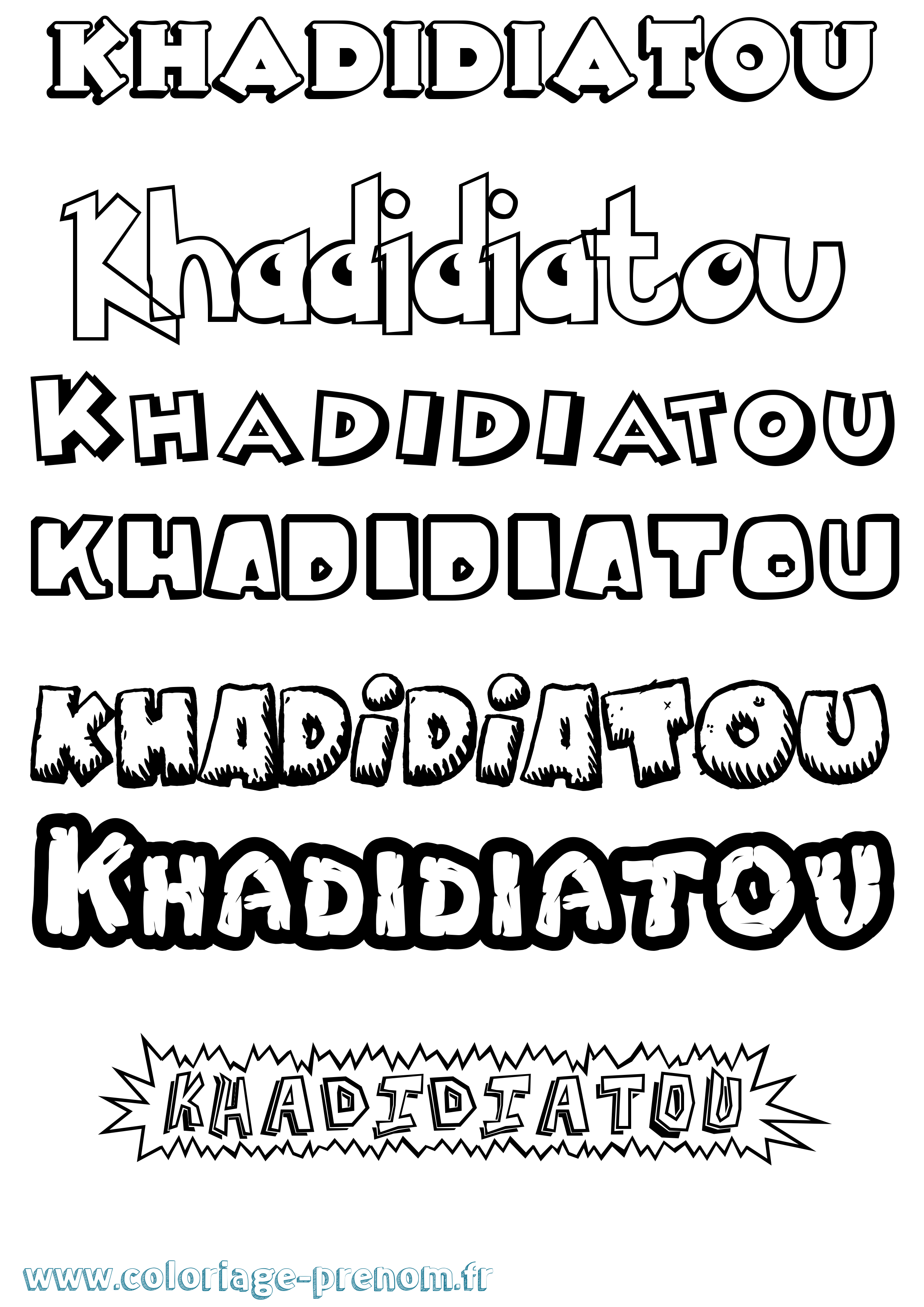 Coloriage Khadidiatou Dessin Animé Coloriage prénom Khadidiatou Dessin Animé