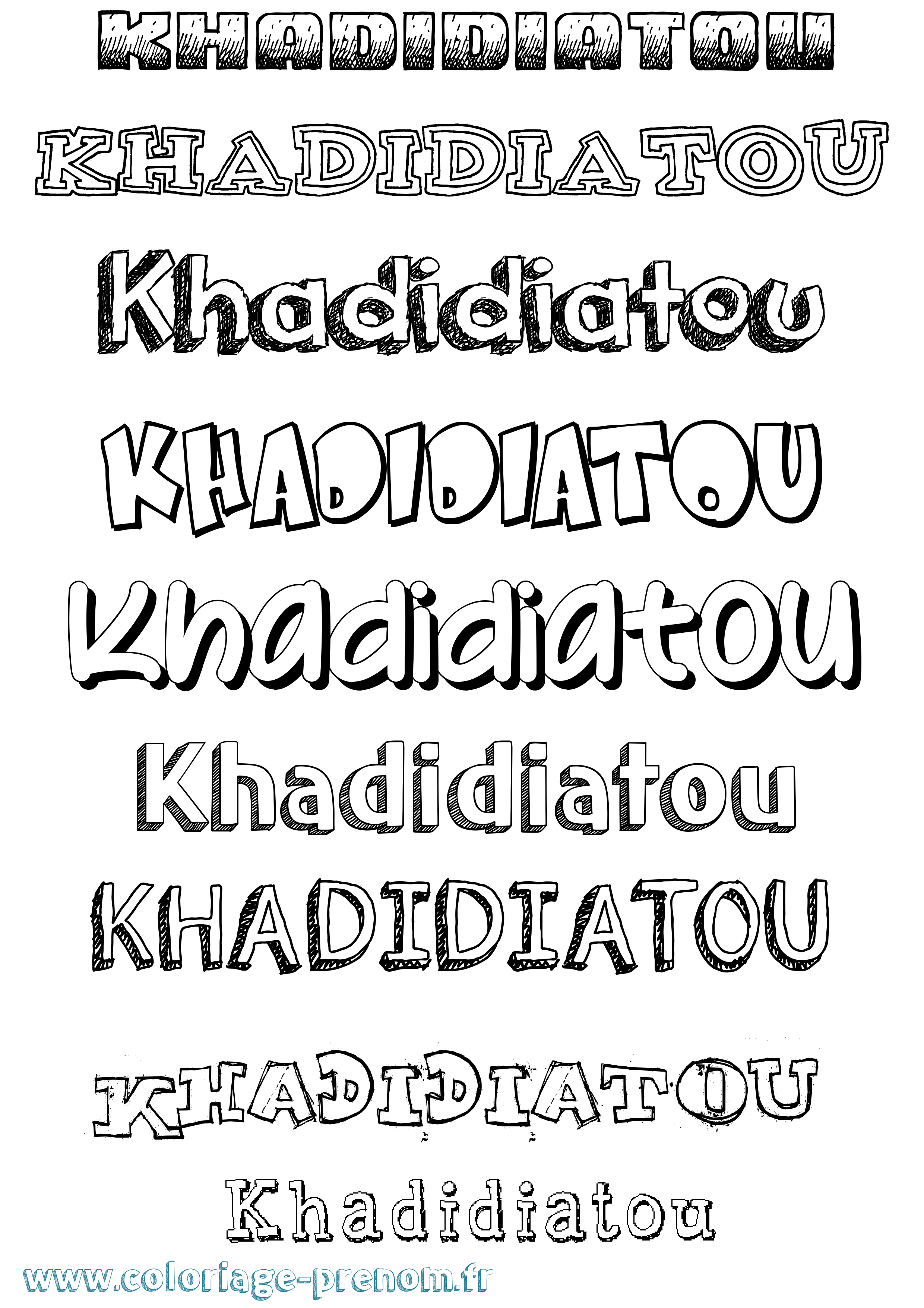 Coloriage Khadidiatou Dessiné Coloriage prénom Khadidiatou Dessiné