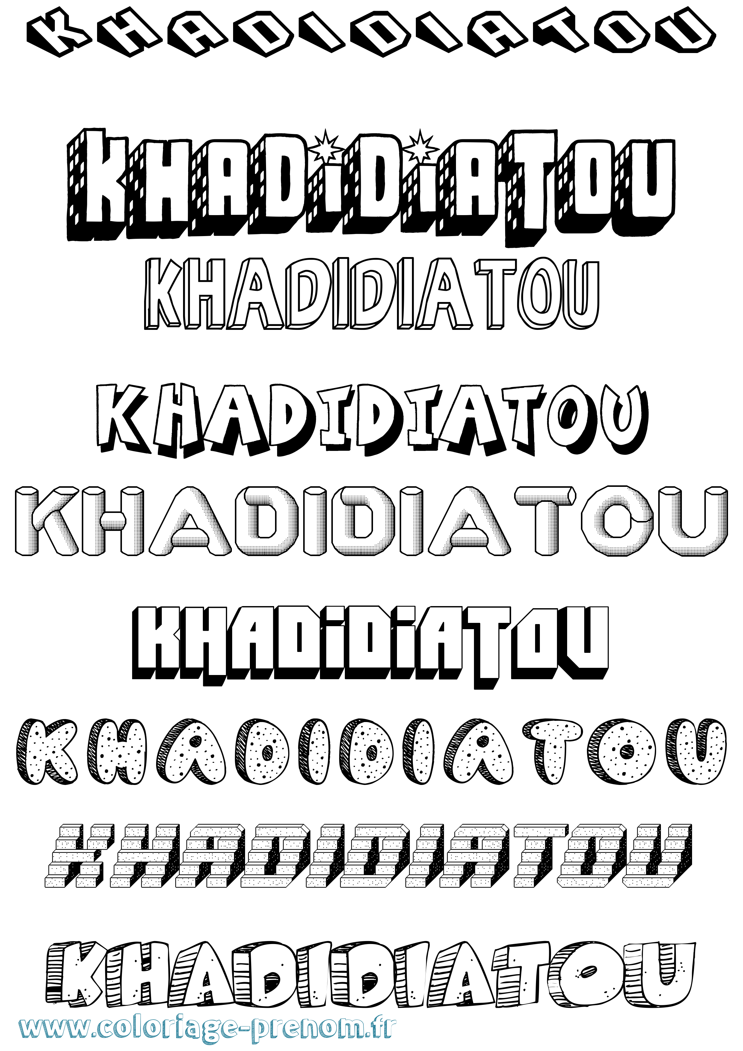 Coloriage Khadidiatou Effet 3D Coloriage prénom Khadidiatou Effet 3D
