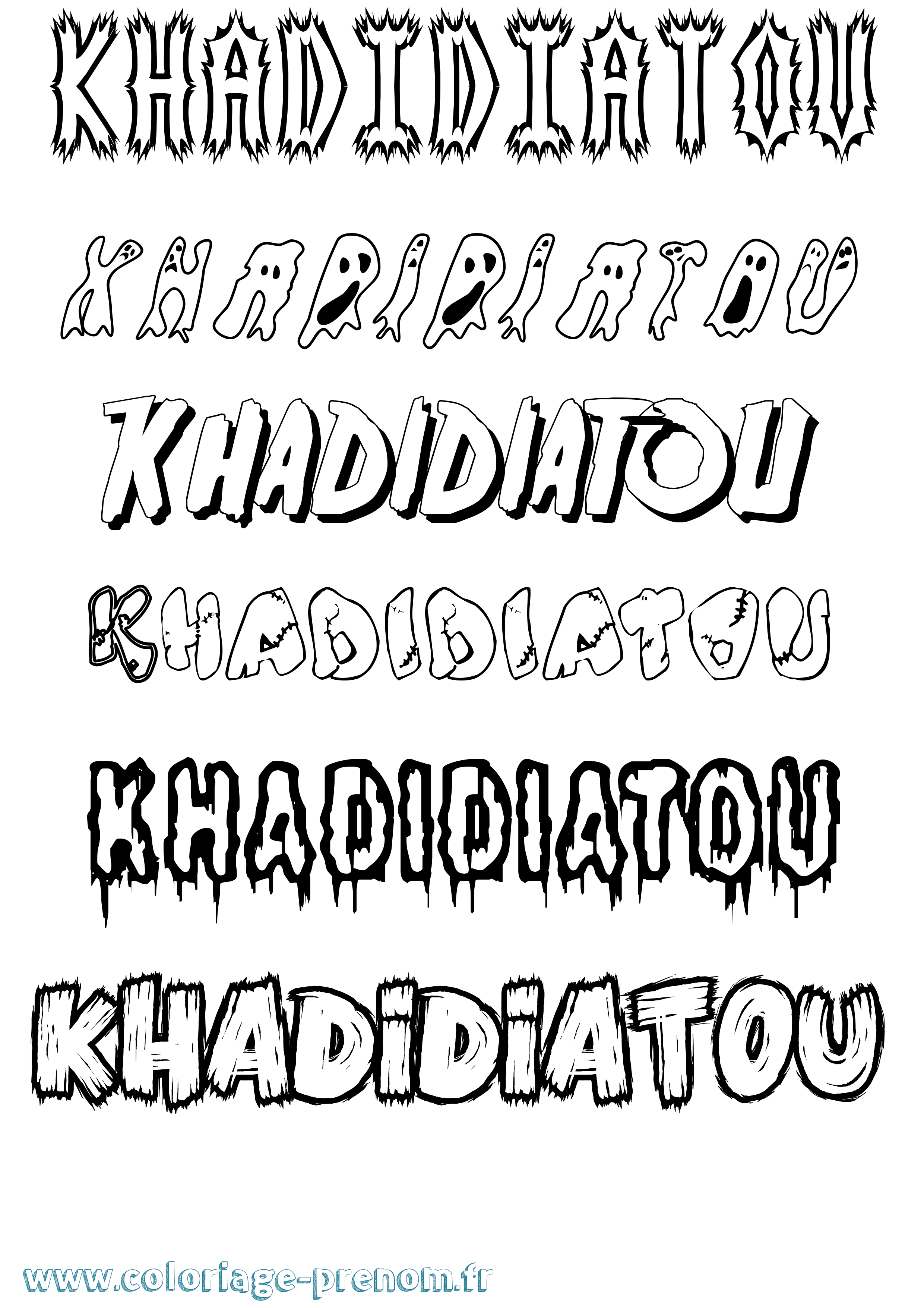 Coloriage Khadidiatou Frisson Coloriage prénom Khadidiatou Frisson