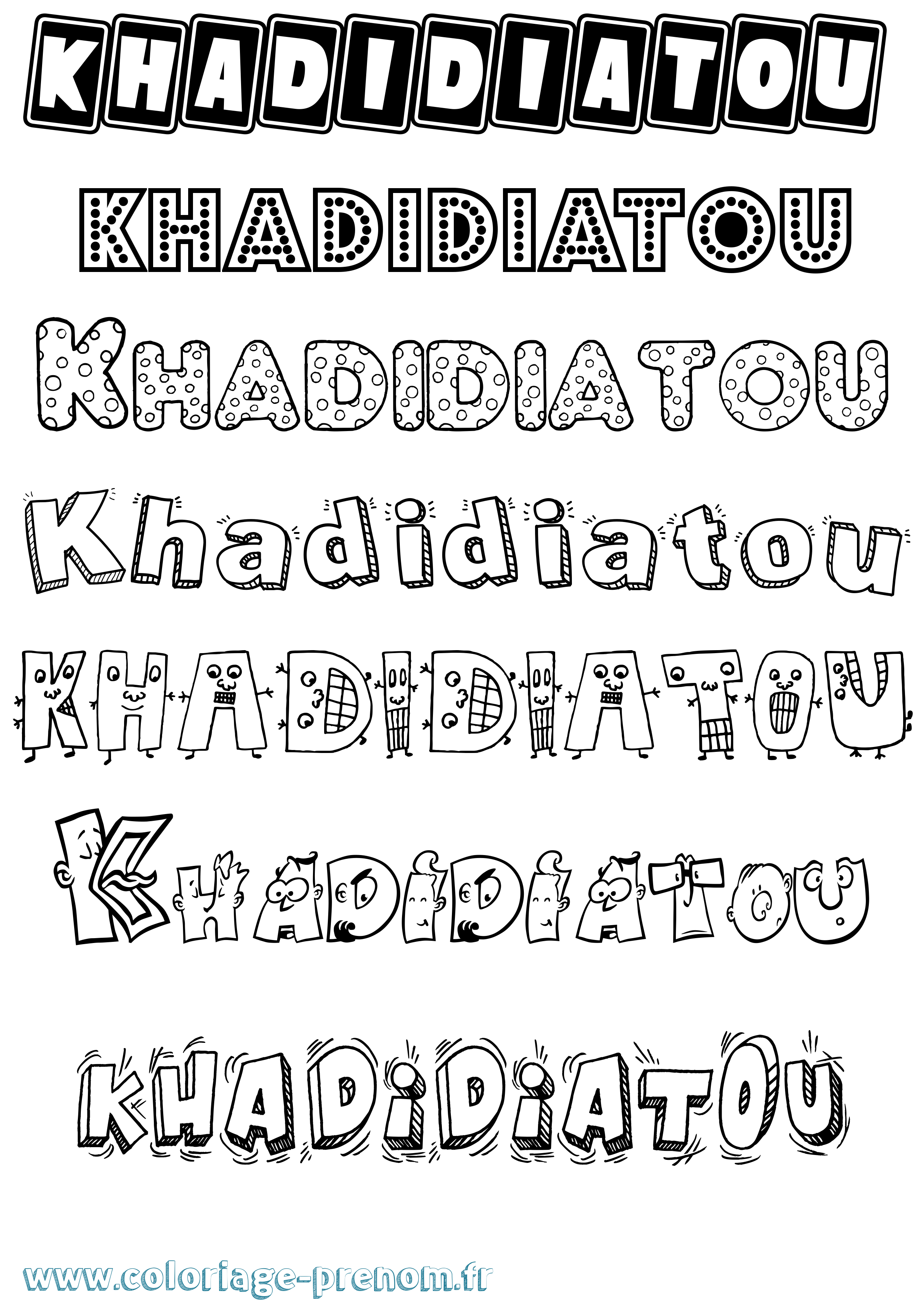 Coloriage Khadidiatou Fun Coloriage prénom Khadidiatou Fun