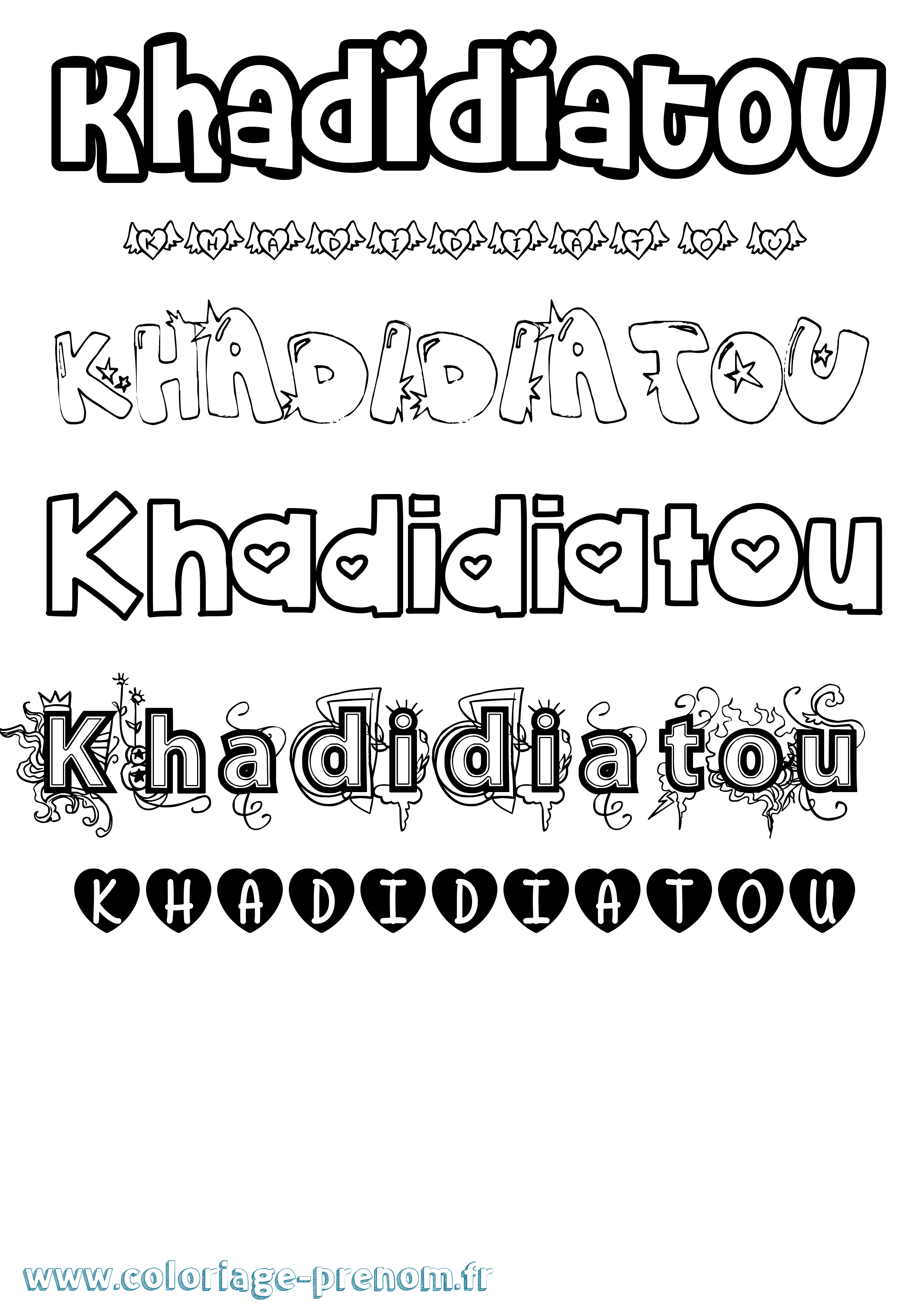 Coloriage Khadidiatou Girly Coloriage prénom Khadidiatou Girly