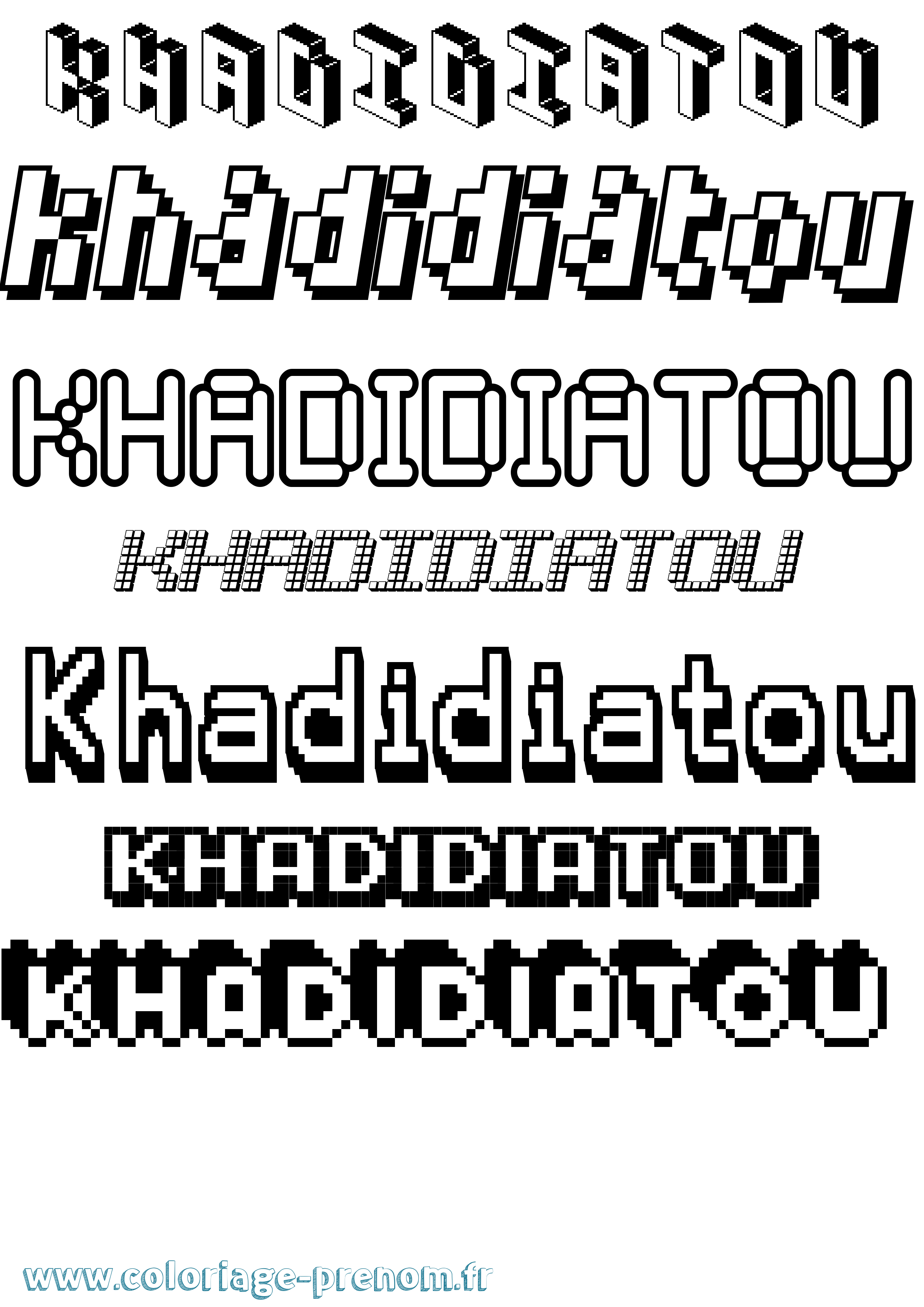 Coloriage Khadidiatou Pixel Coloriage prénom Khadidiatou Pixel