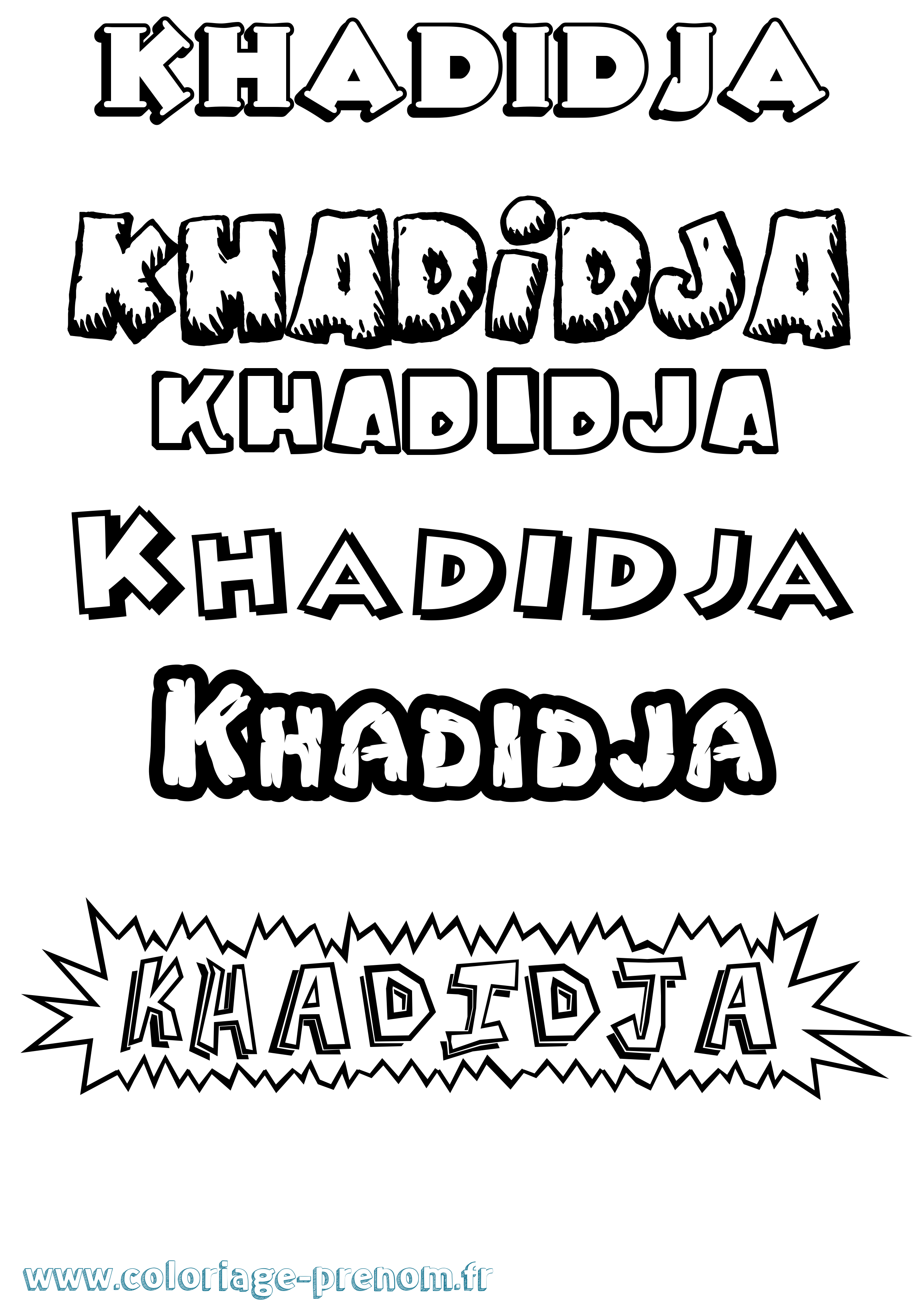Coloriage prénom Khadidja Dessin Animé