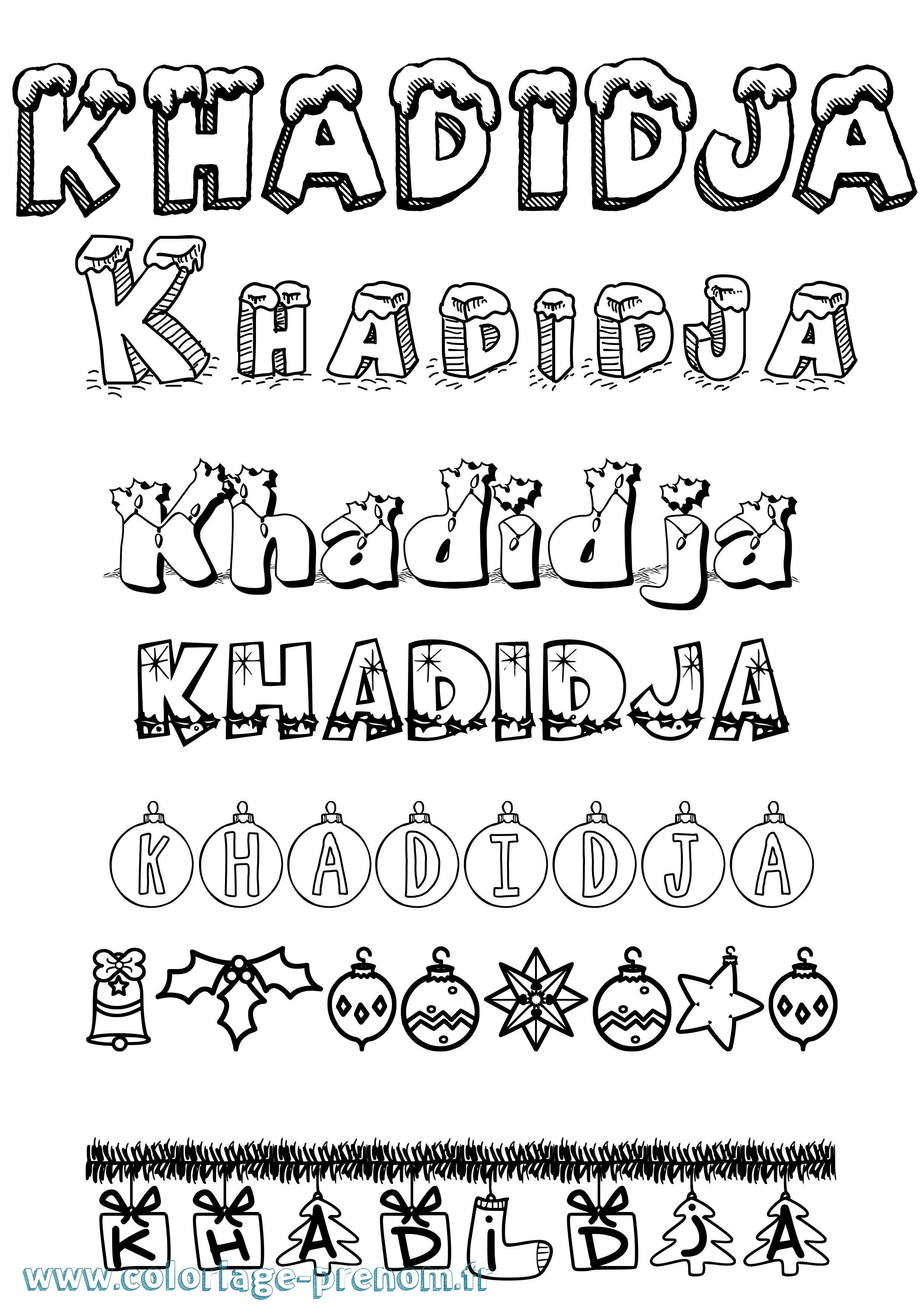 Coloriage prénom Khadidja