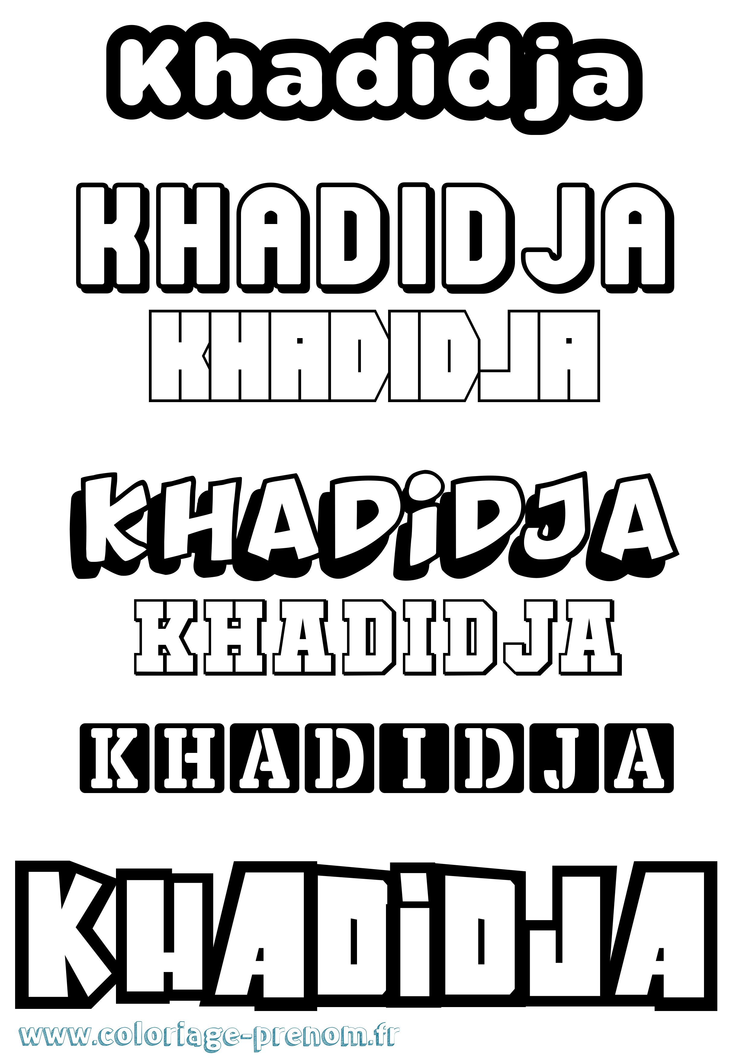 Coloriage prénom Khadidja Simple