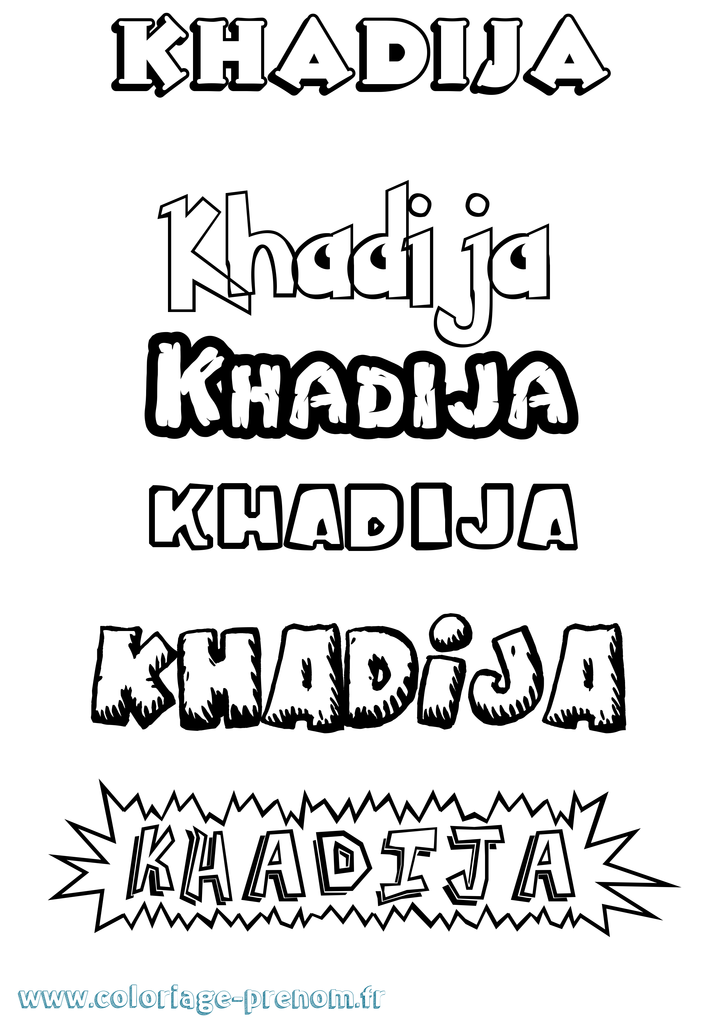 Coloriage prénom Khadija