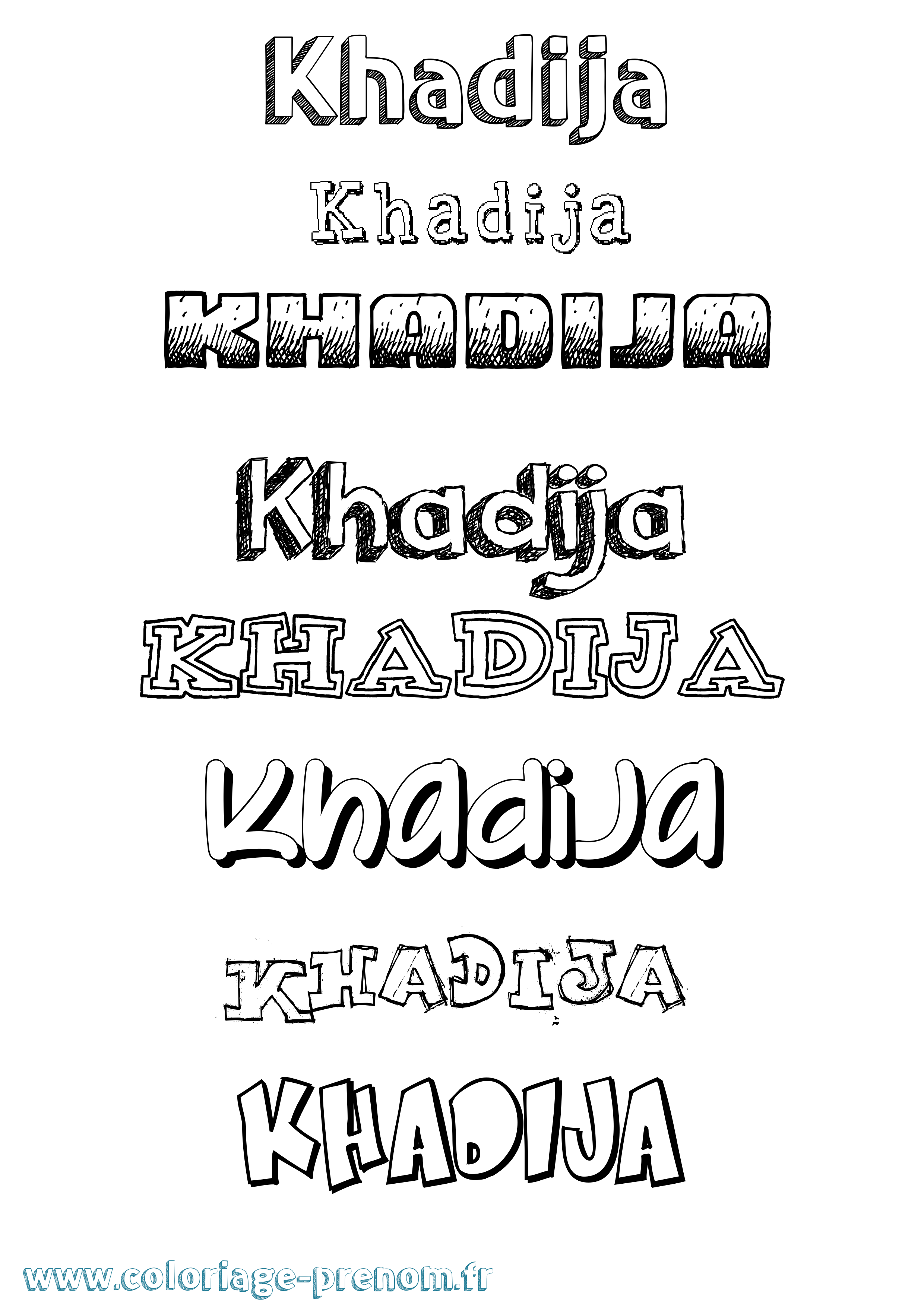 Coloriage prénom Khadija