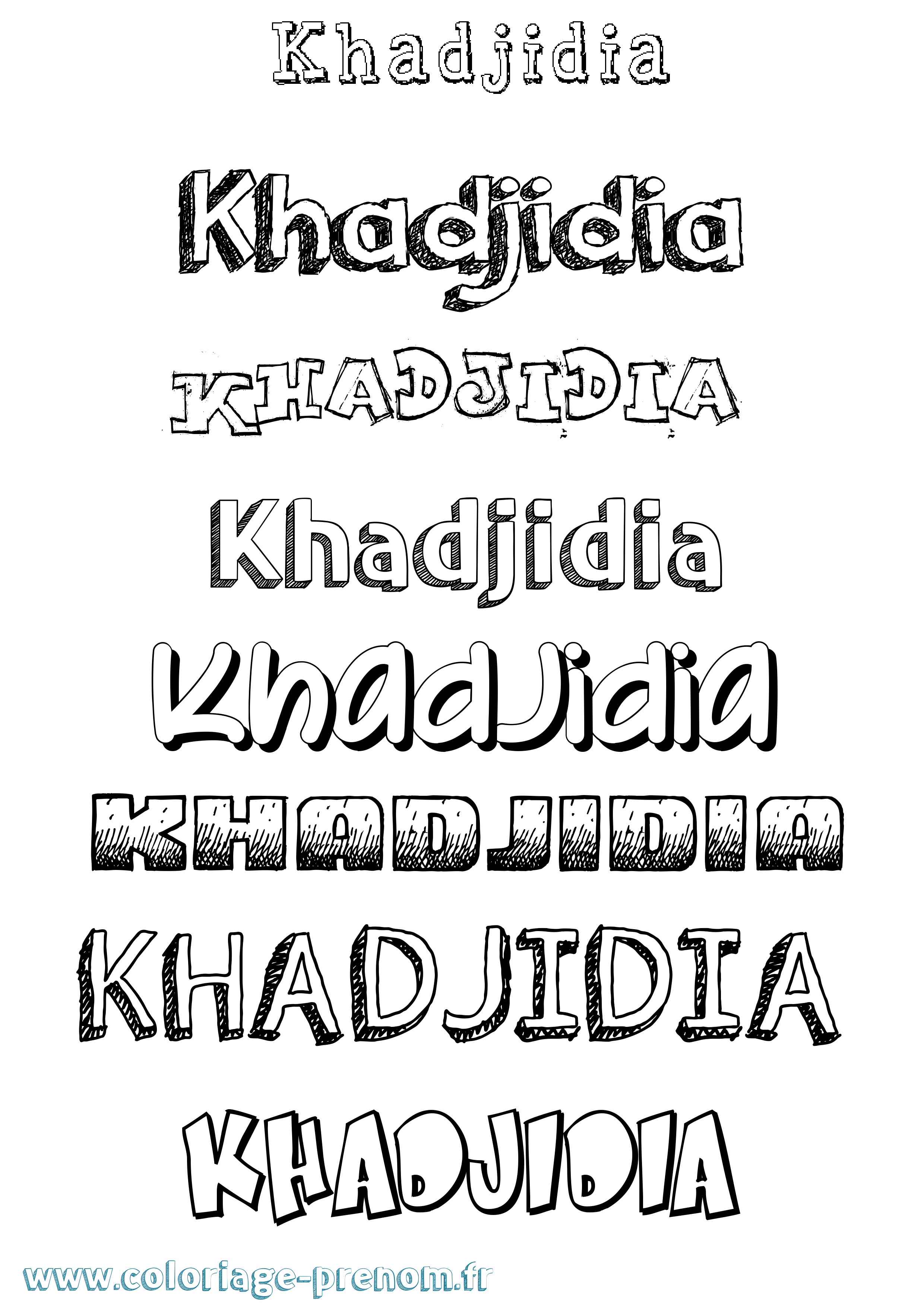 Coloriage prénom Khadjidia Dessiné