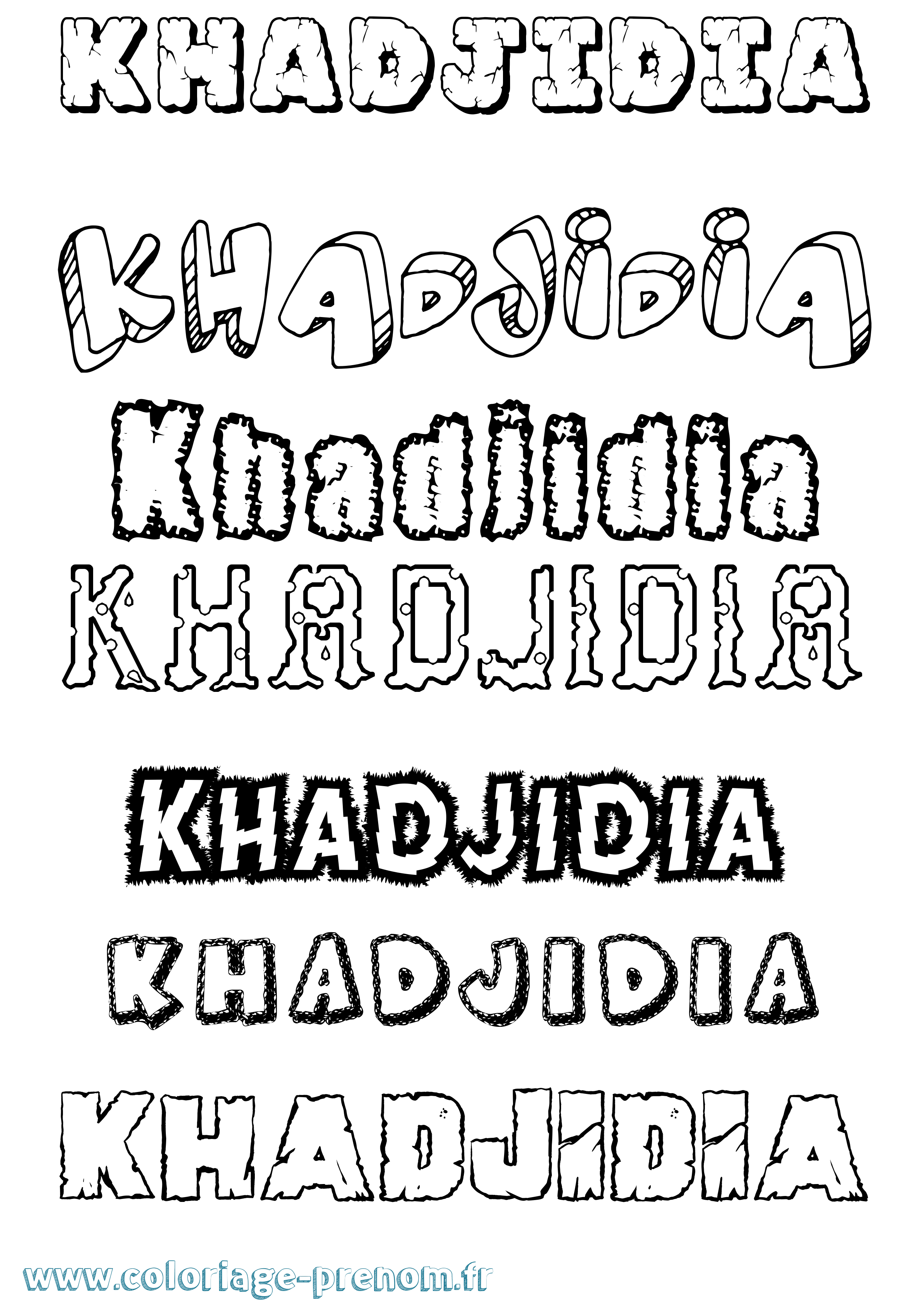 Coloriage prénom Khadjidia Destructuré