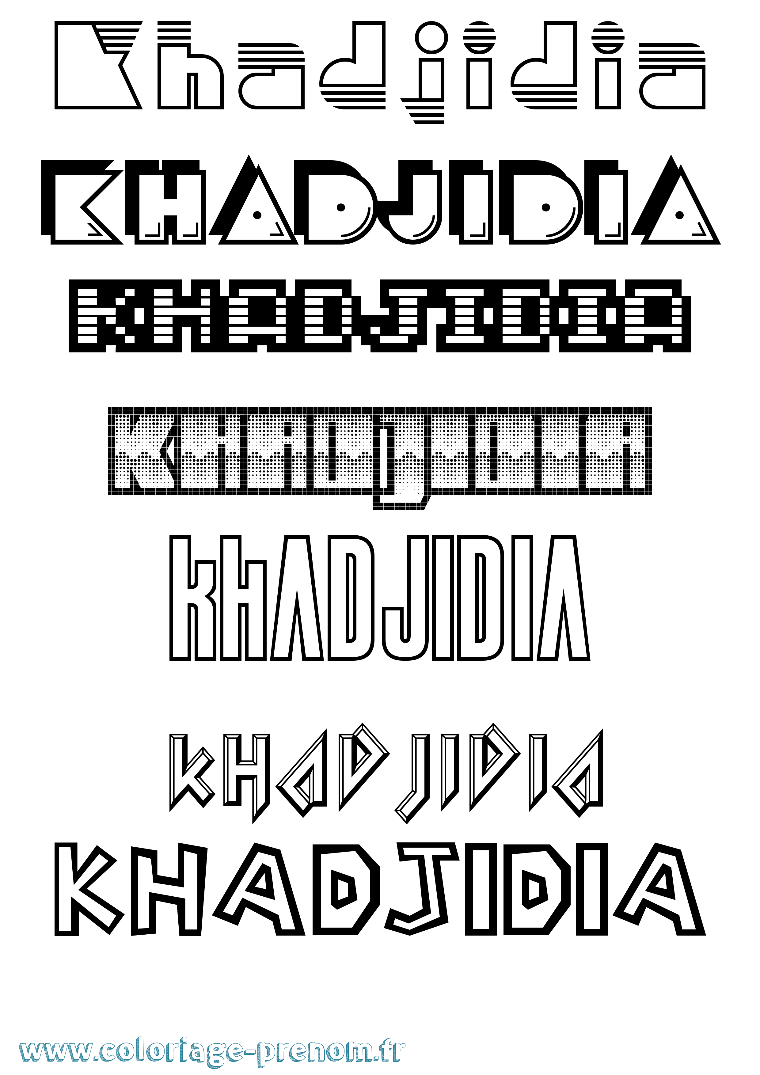 Coloriage prénom Khadjidia Jeux Vidéos