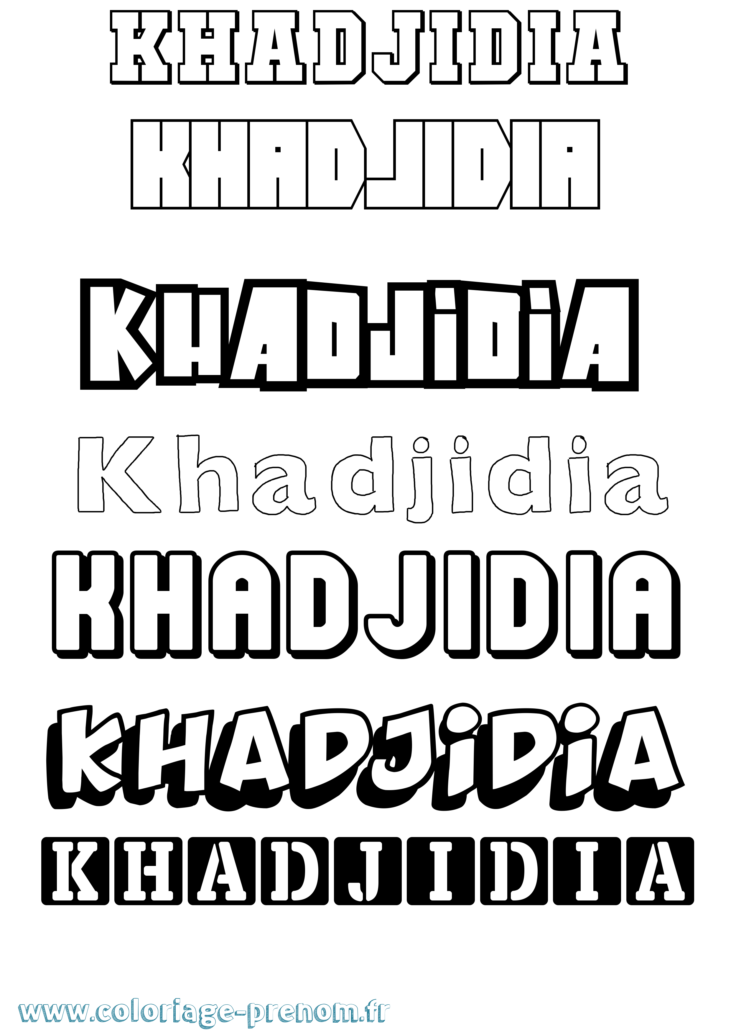 Coloriage prénom Khadjidia Simple