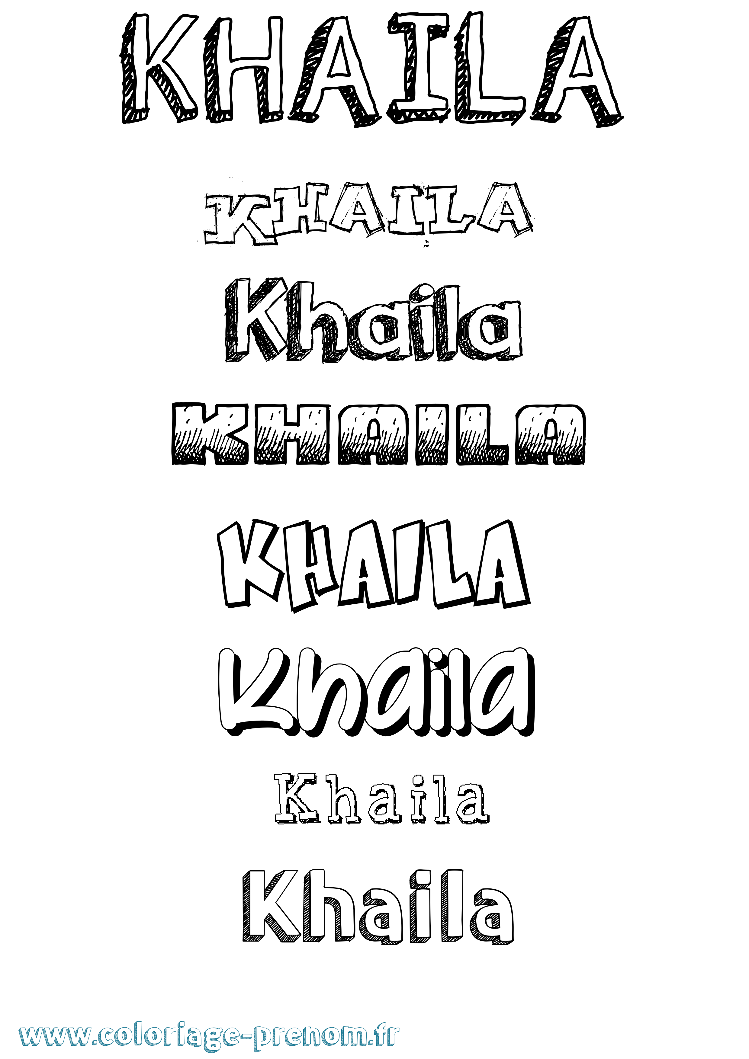 Coloriage prénom Khaila Dessiné