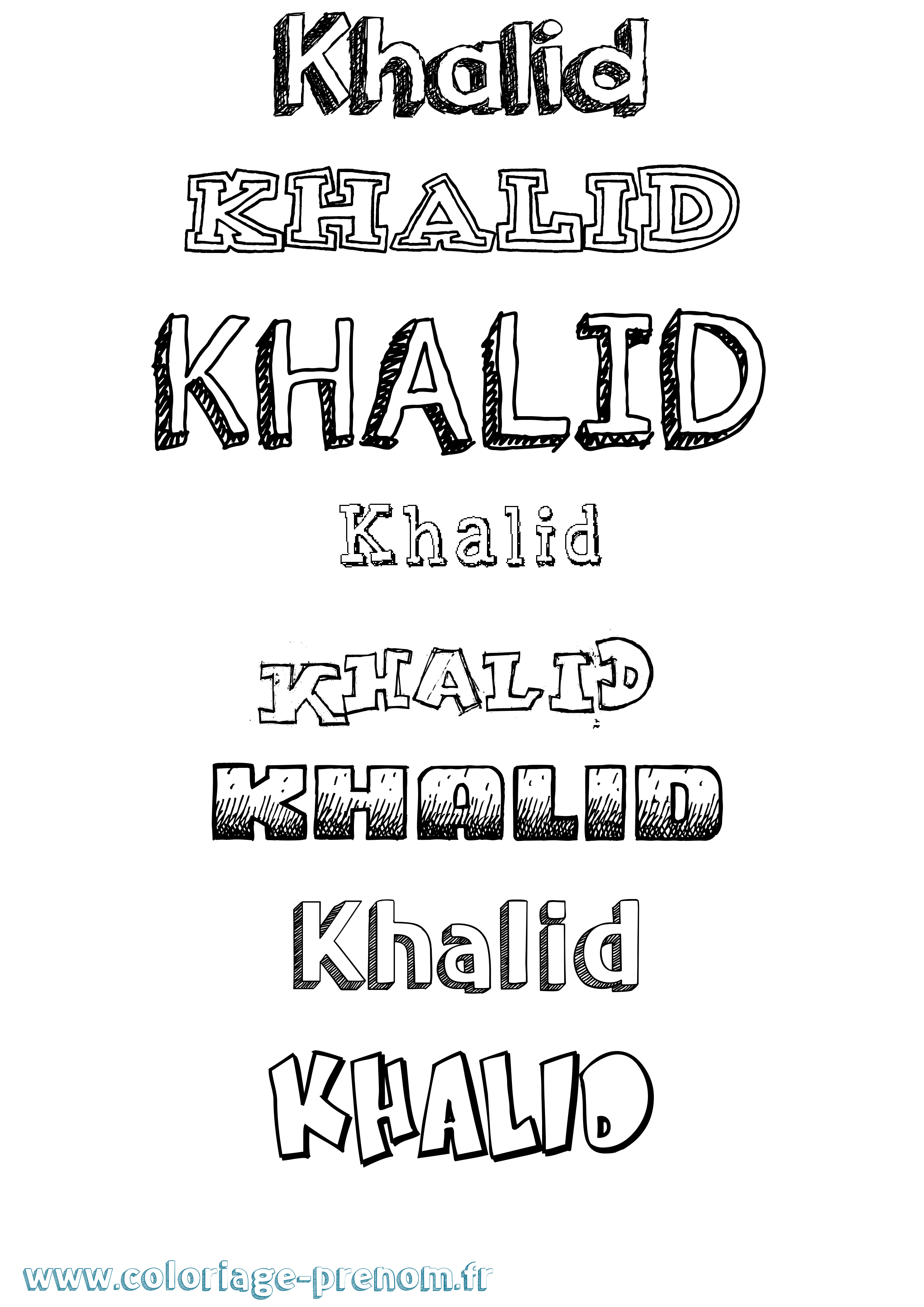 Coloriage prénom Khalid Dessiné