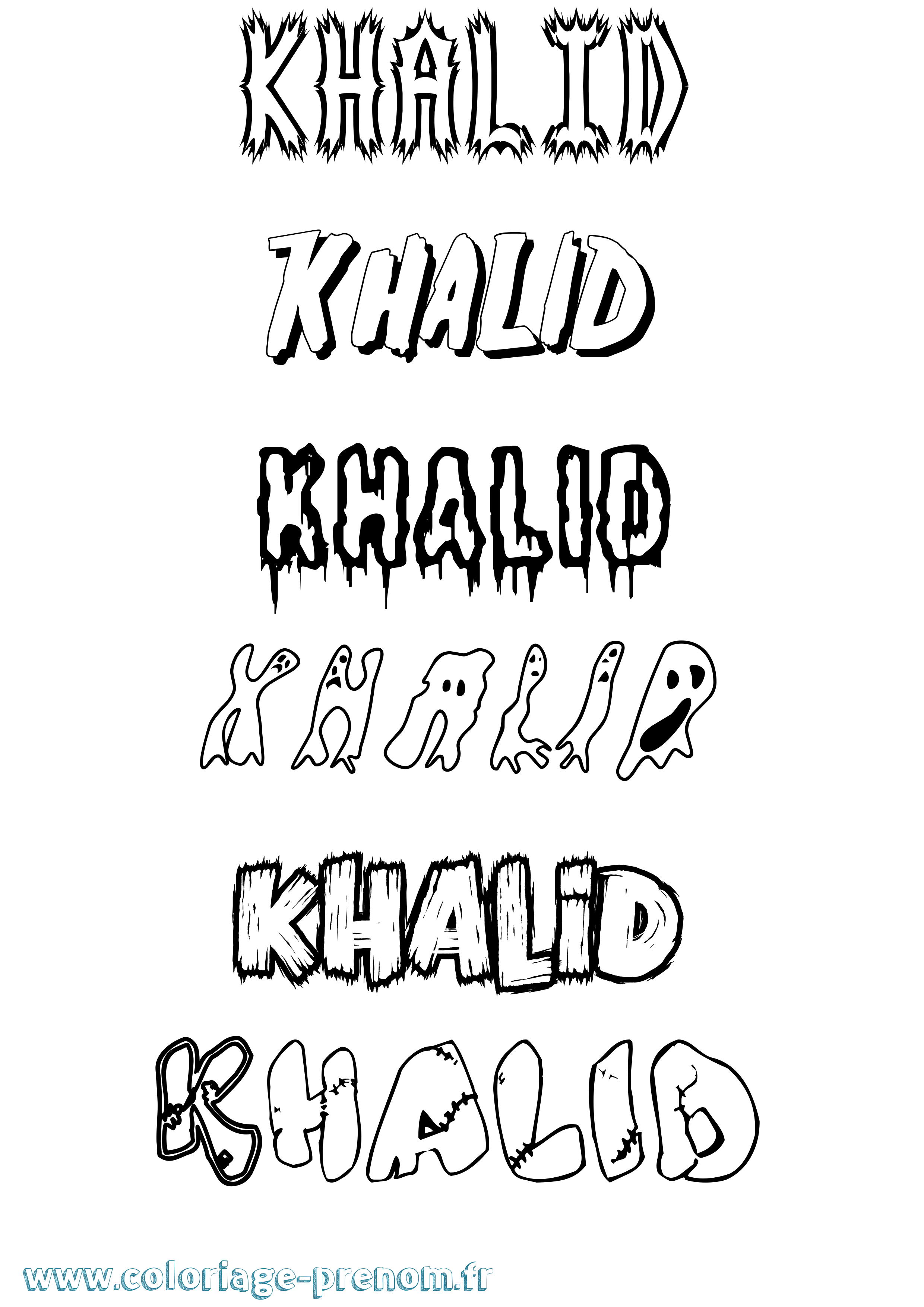 Coloriage prénom Khalid Frisson
