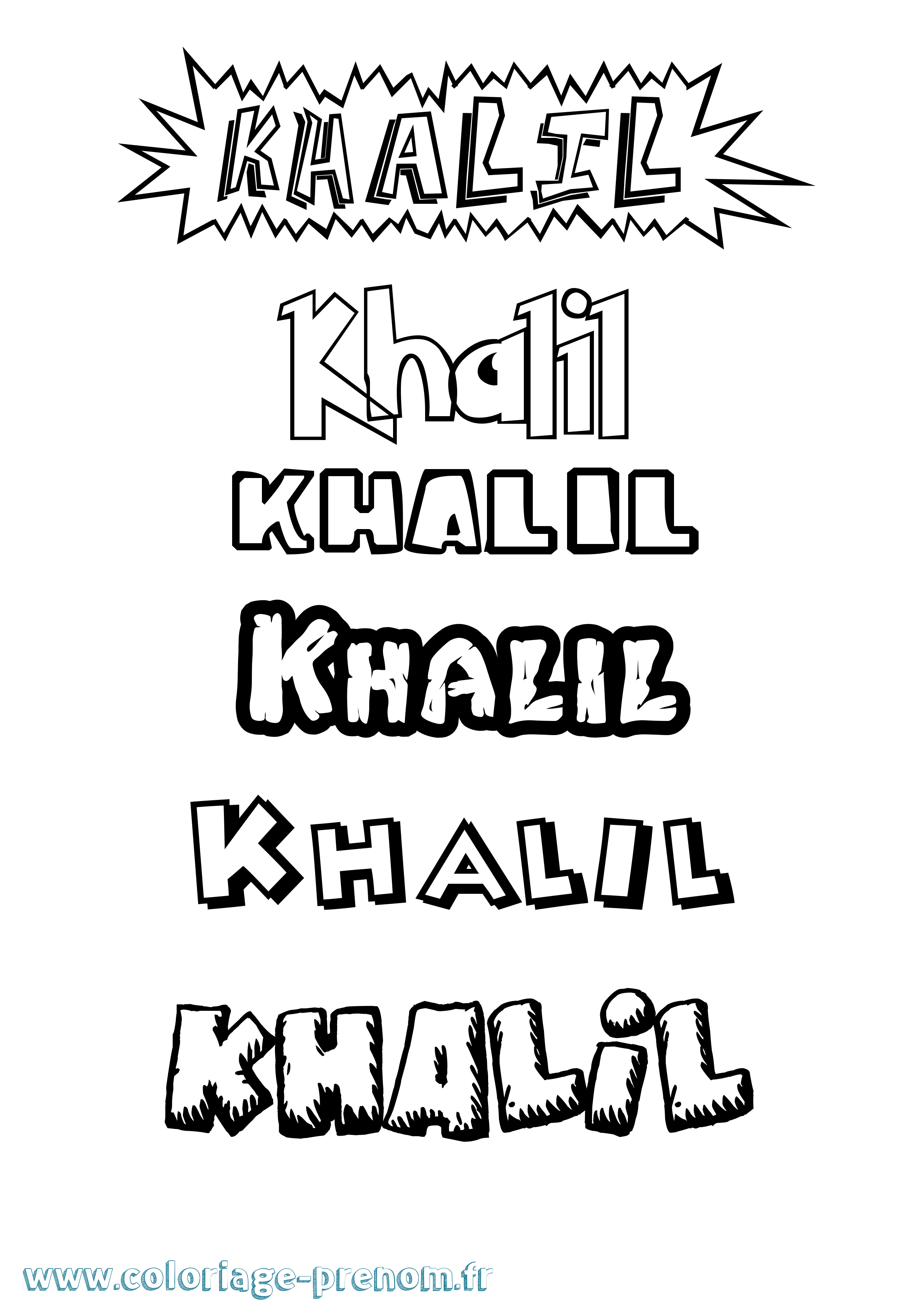 Coloriage prénom Khalil
