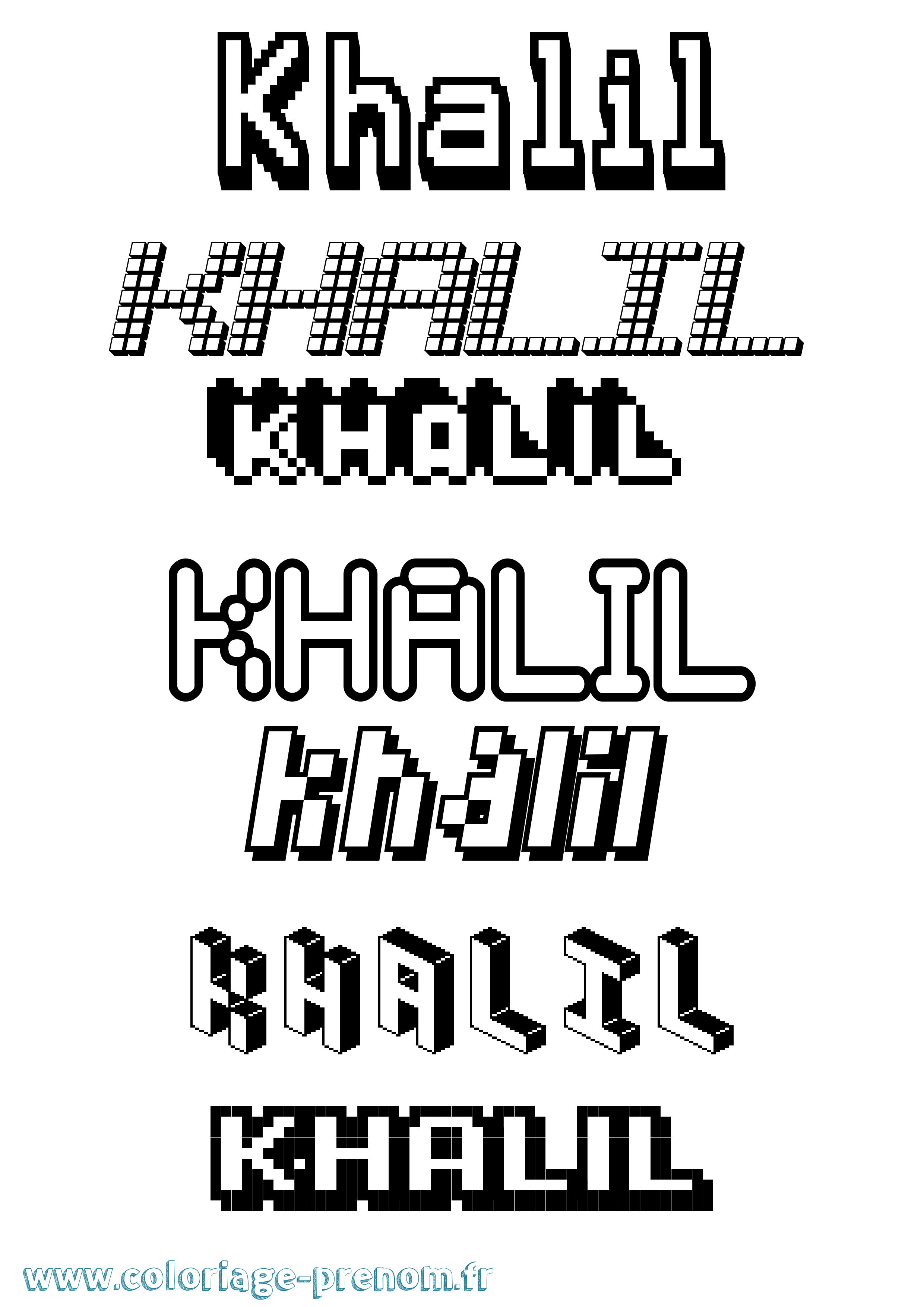 Coloriage prénom Khalil
