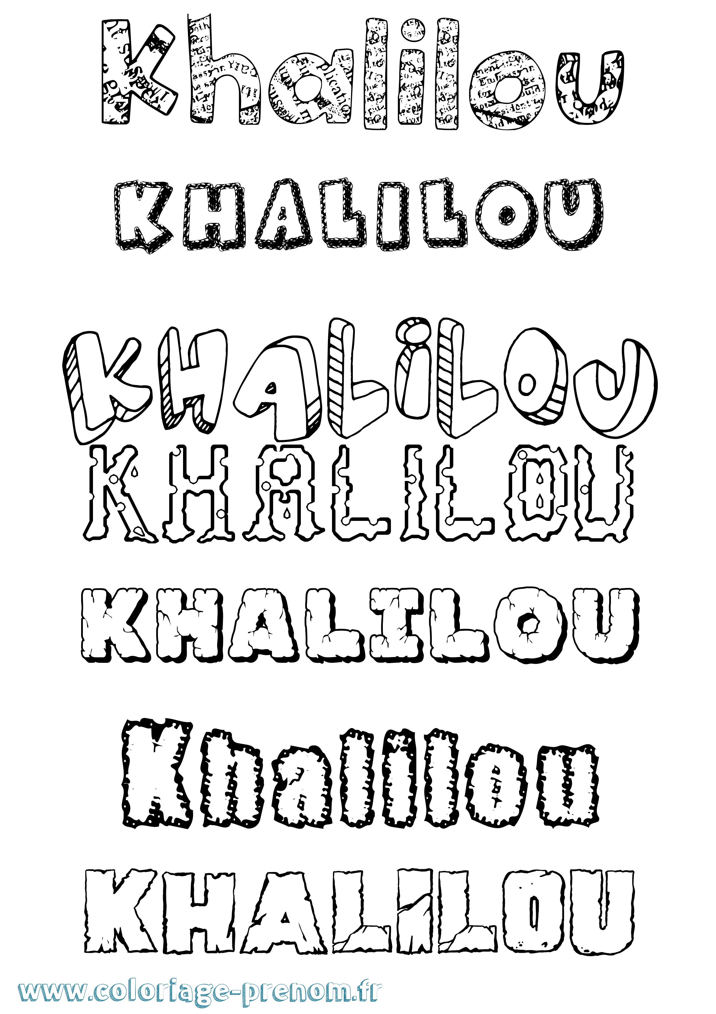 Coloriage prénom Khalilou Destructuré